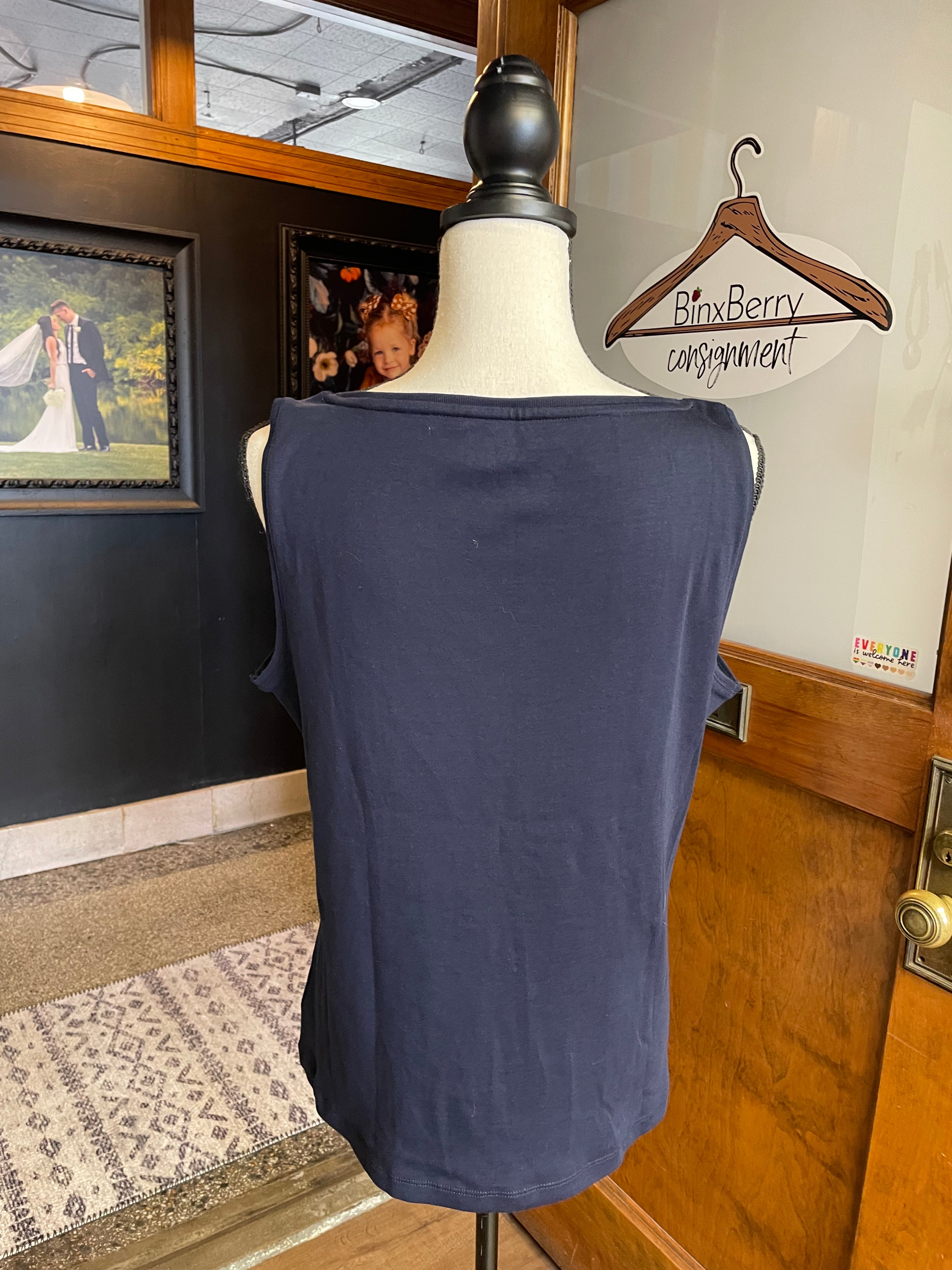 Talbots Sleeveless Navy Tee (L)