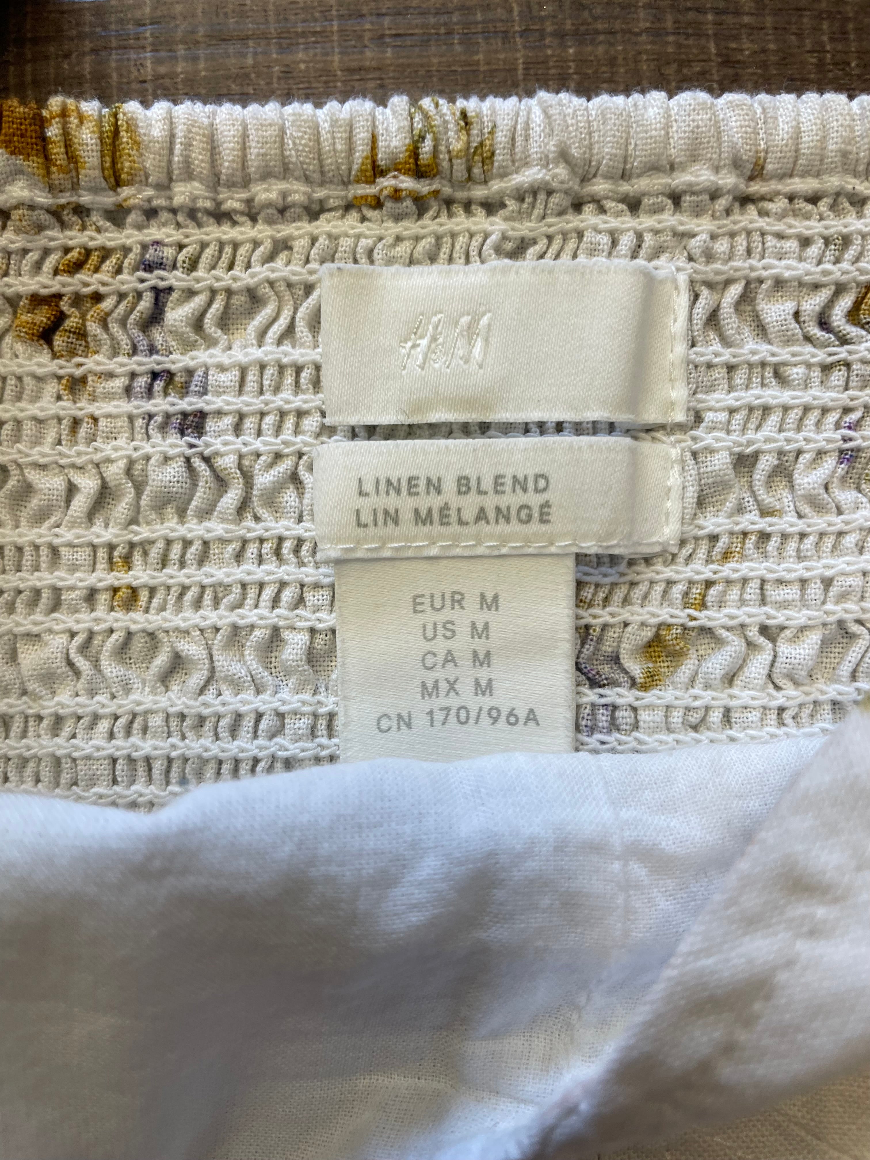 H&M Floral Linen Blend Crop Top (M)