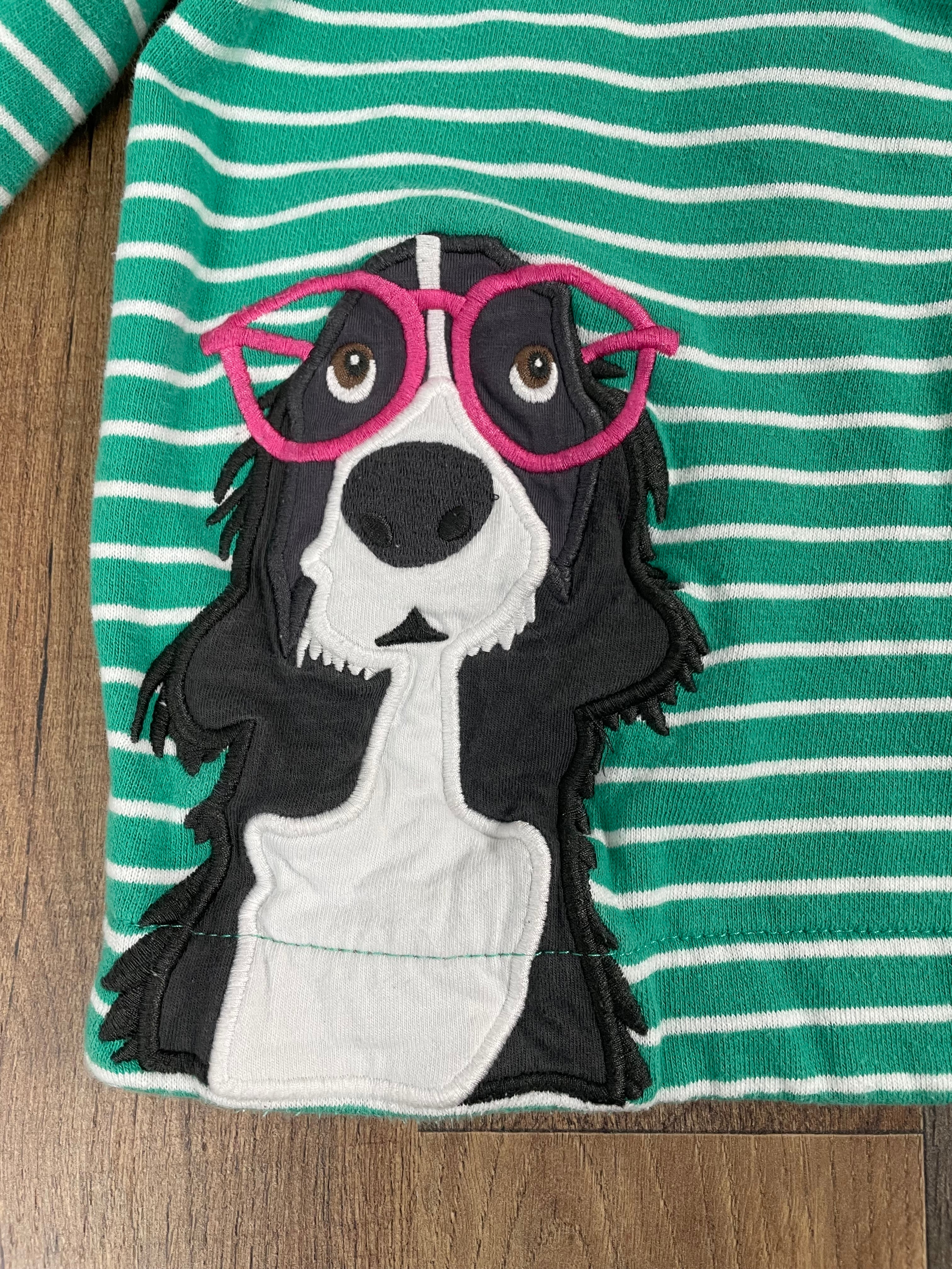 Joules Girls Striped Quarter Zip with Puppy Patch (6Y)