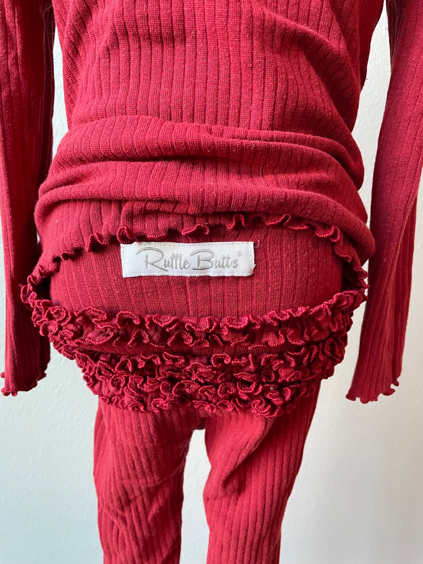 Ruffle Butts Red Ribbed Pajamas (4T)