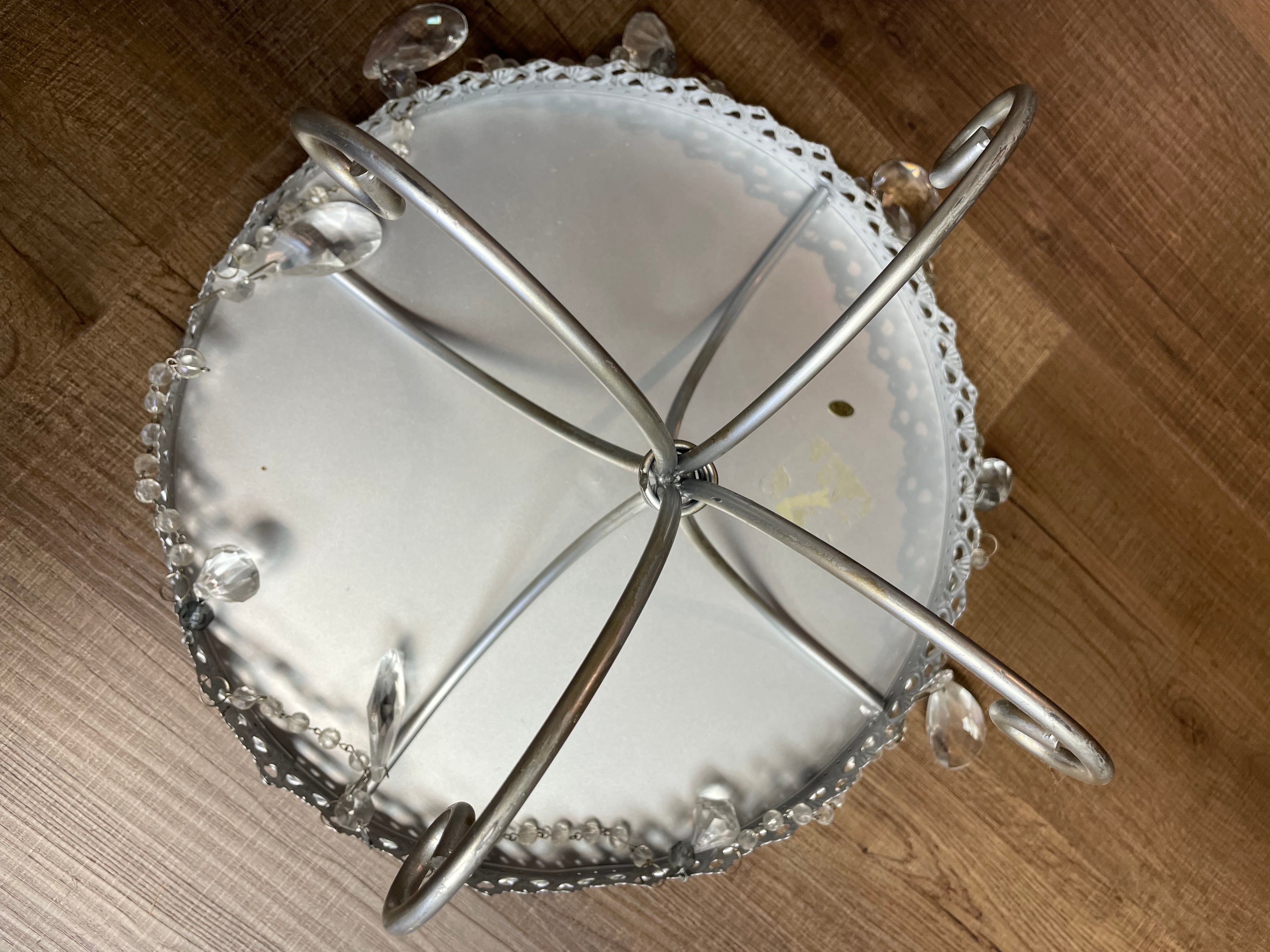 Vintage Metal 13" Drop Crystal Cake Stand