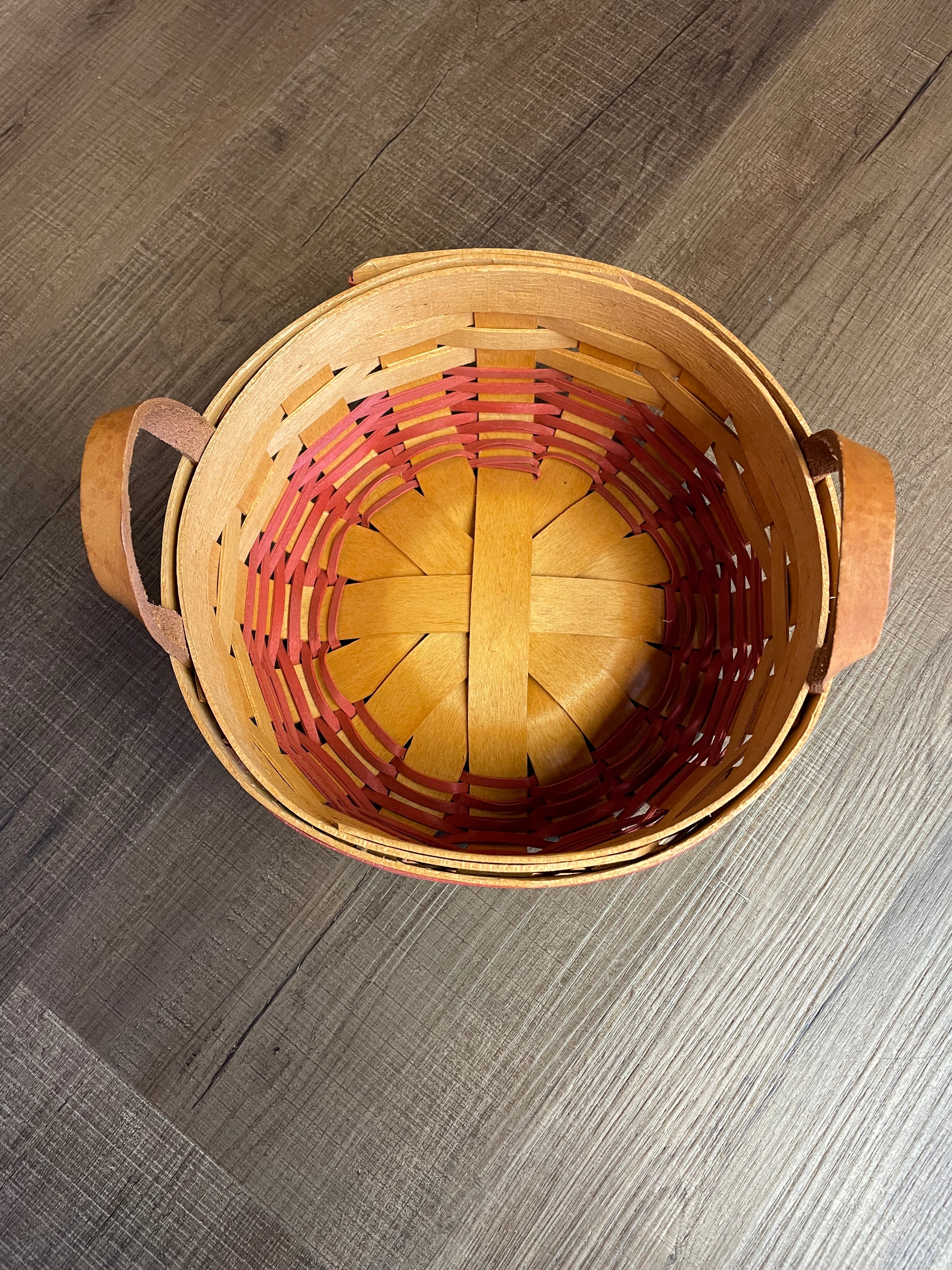 Longaberger 8" Basket With Leather Handles