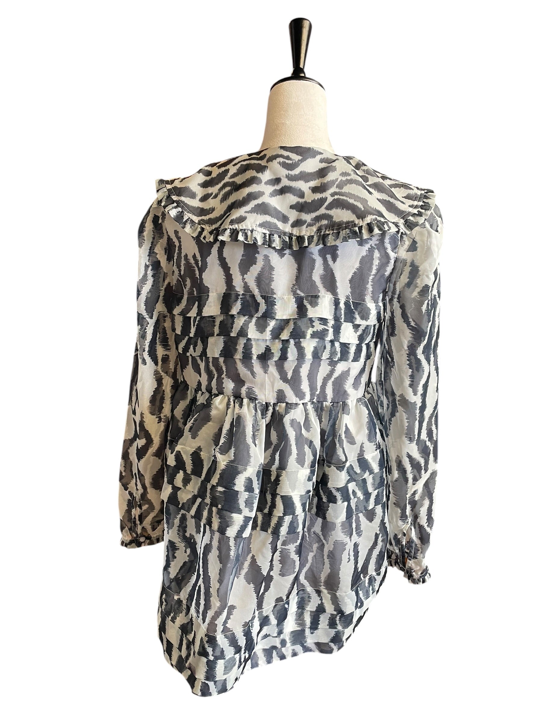 Maeve Long-Sleeve Collared Sheer Mini Dress from Anthropologie (M)