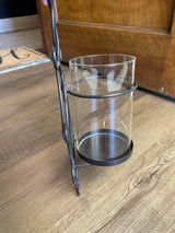 Glass Hurricane Iron Wall Sconces