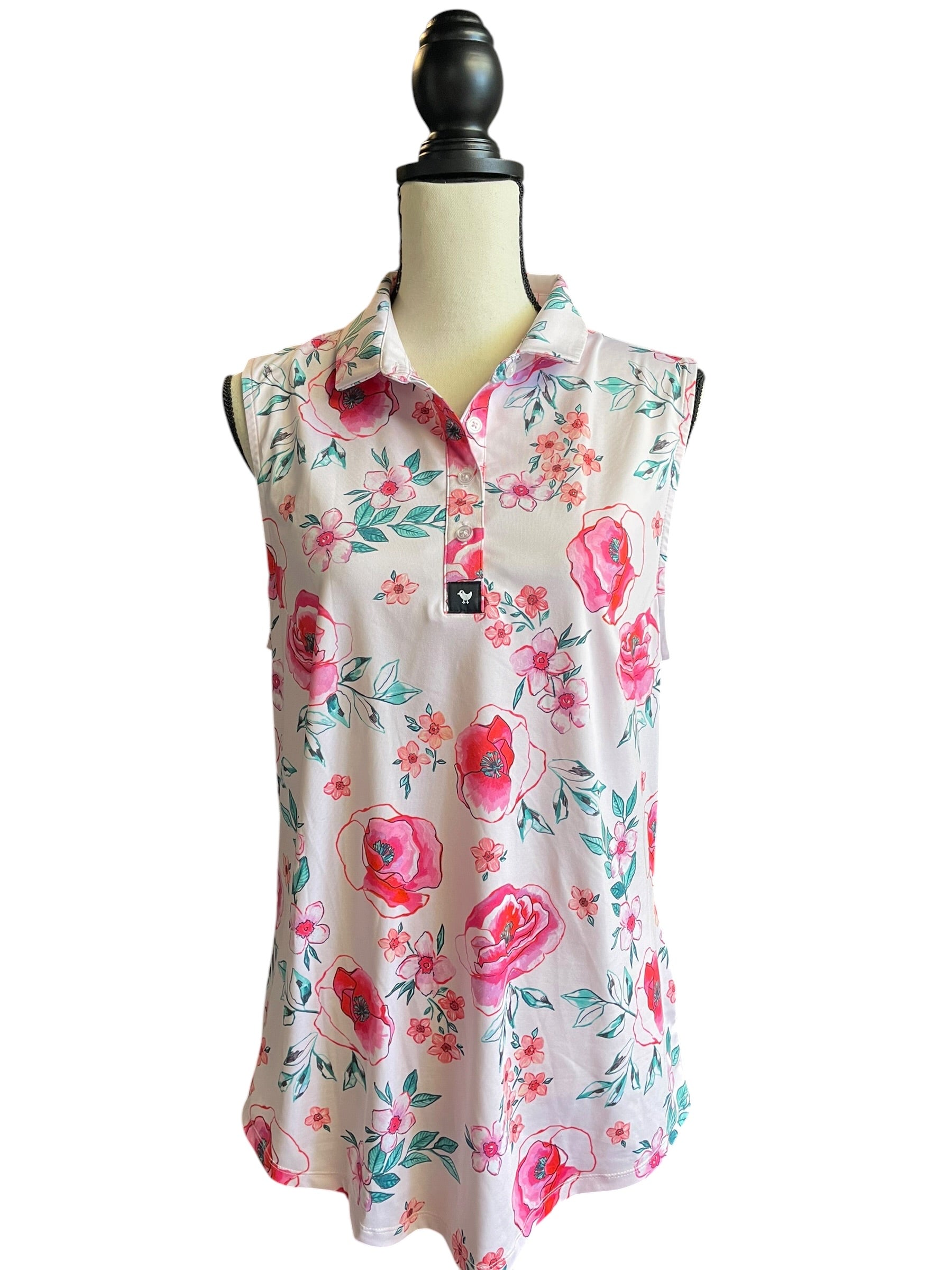 Bad Birdie Women's Pink Floral Sleeveless Top (XL)