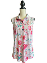 Bad Birdie Women's Pink Floral Sleeveless Top (XL)