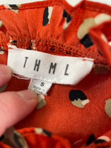 THML Red Leopard Print Ruffle Sleeve Blouse (S)