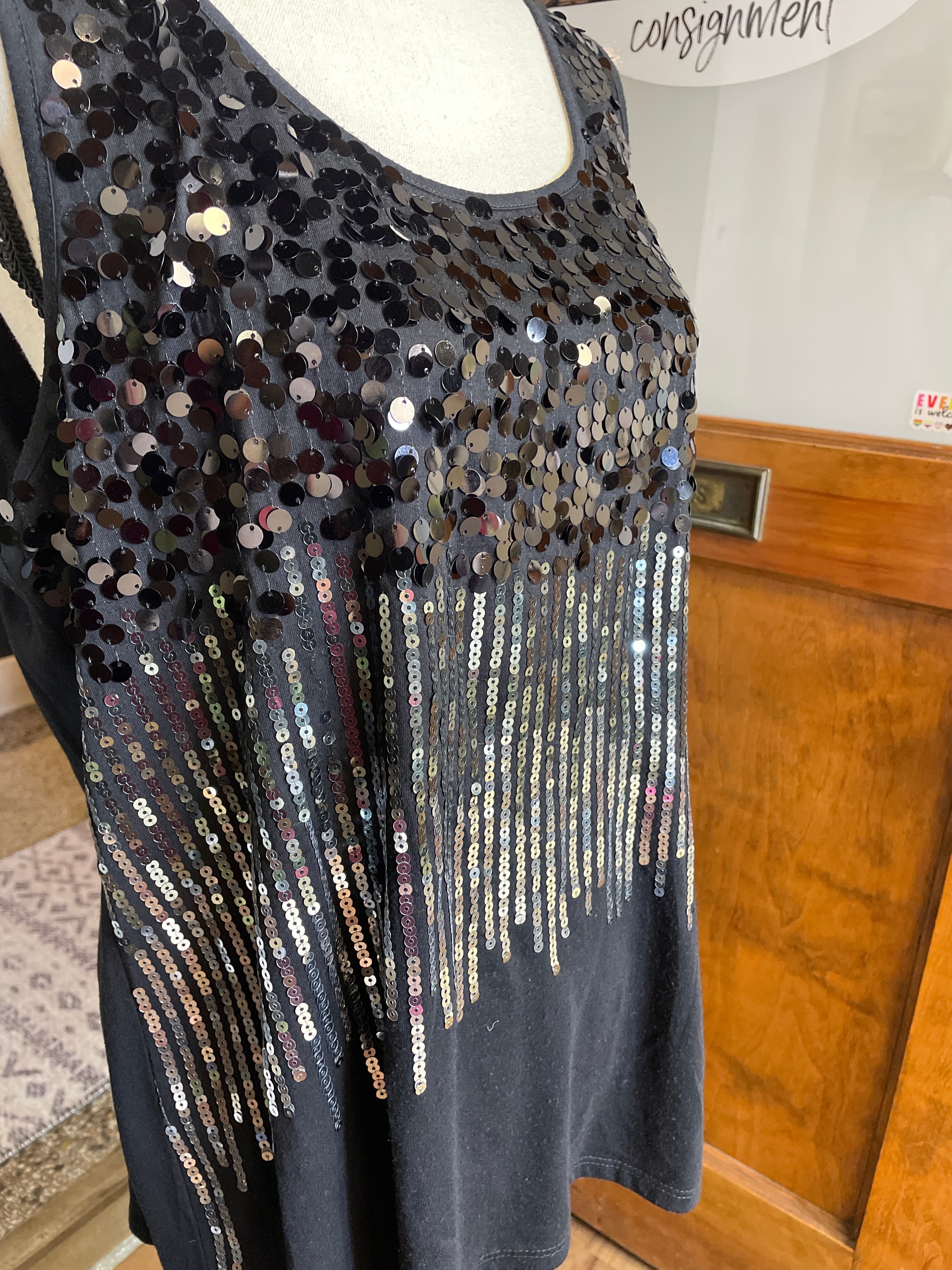 George Black Sequined Tank (2X)
