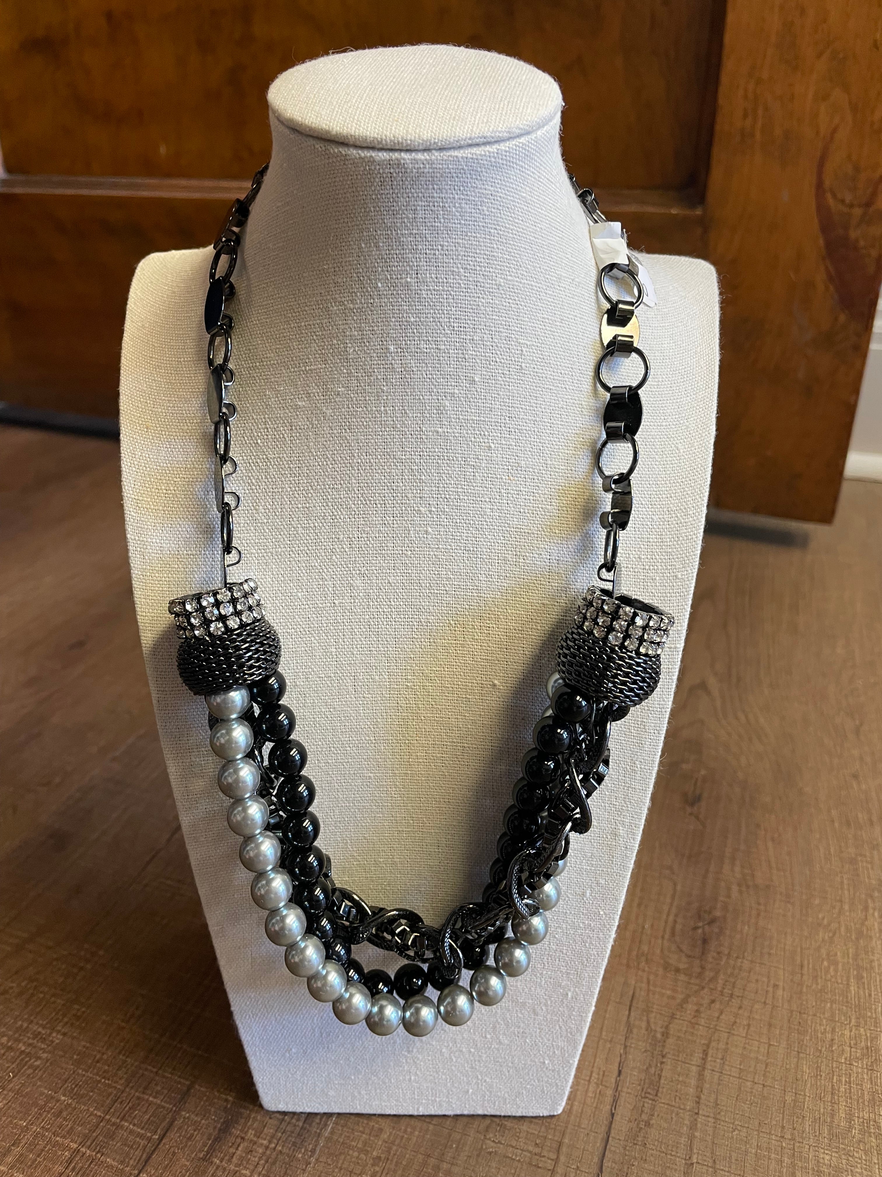 Metal & Pearl NWT Three Strand Necklace - BinxBerry Consignment