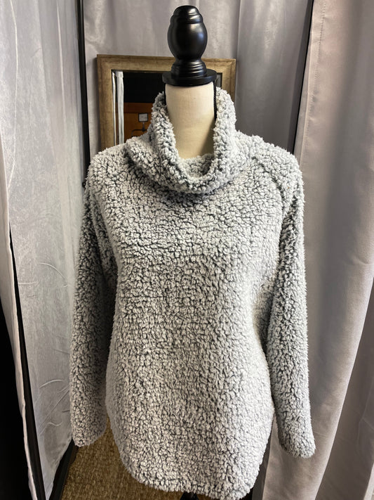 Eddie Bauer Light Gray Turtleneck Fuzzy Pullover (L)
