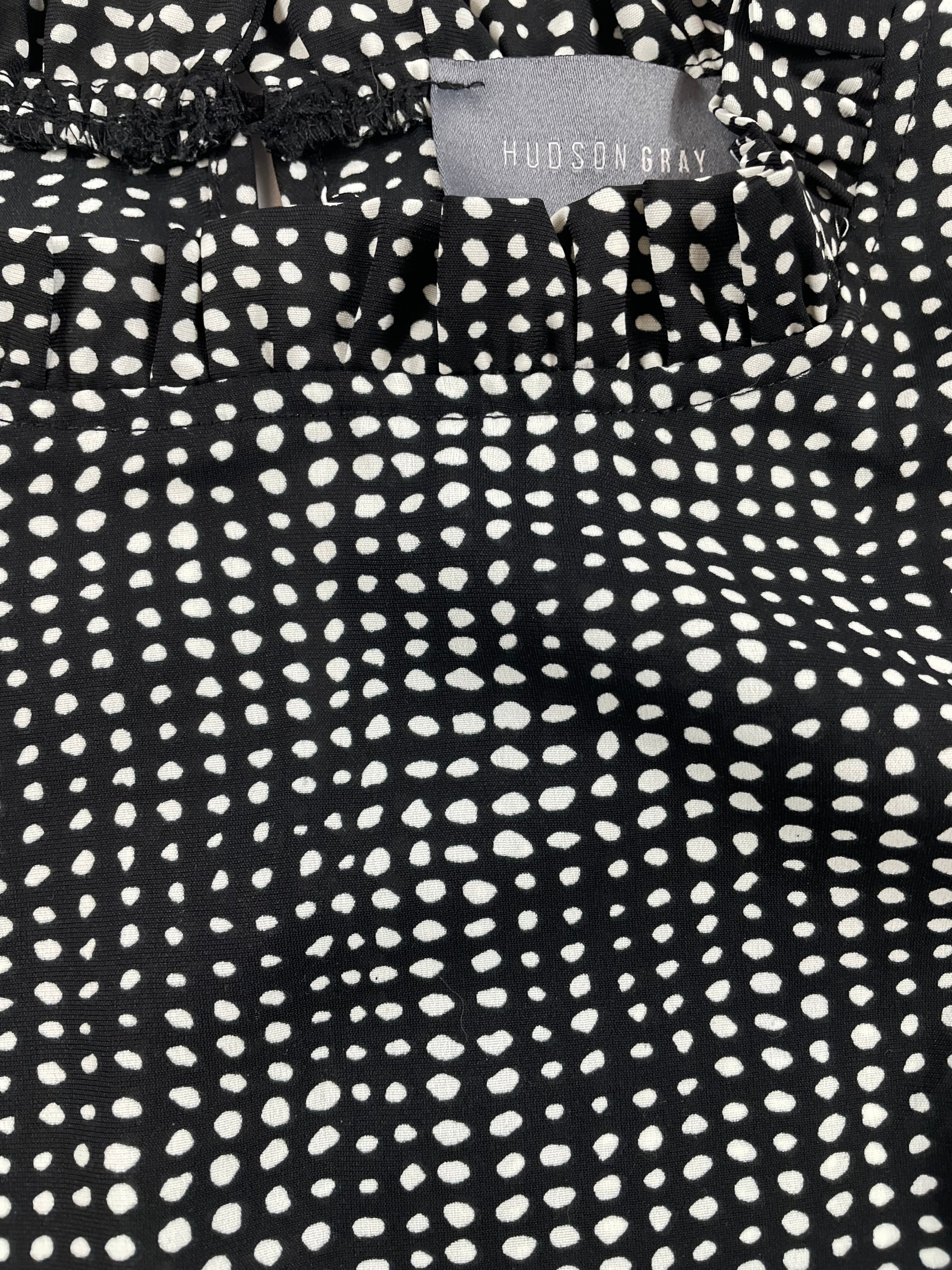 Hudson Gray Polka Dot Print Ruffle Sleeve Blouse (S)