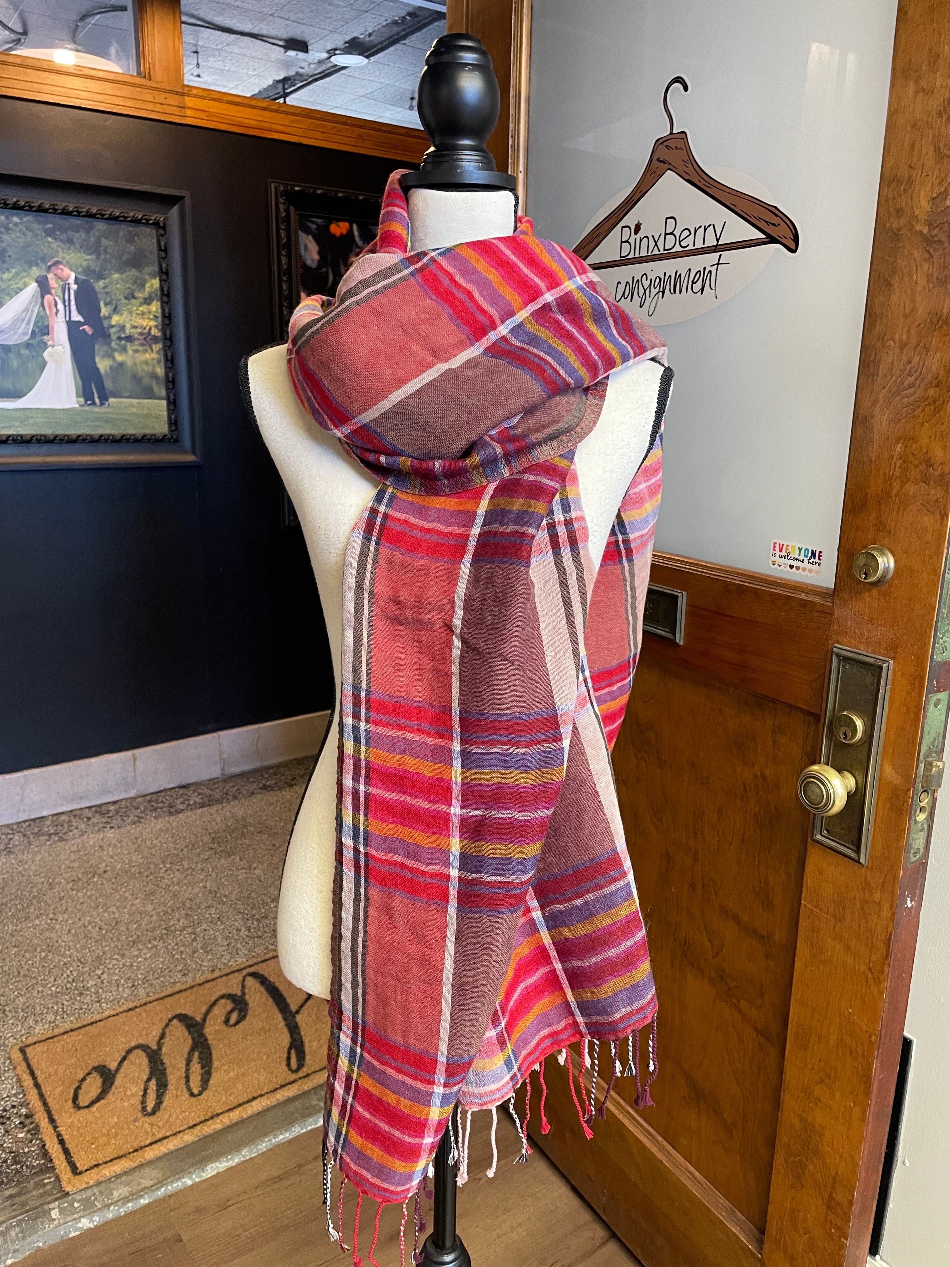 Talbots NWT Wool Blend Reversible Tassel Scarf (27x74)