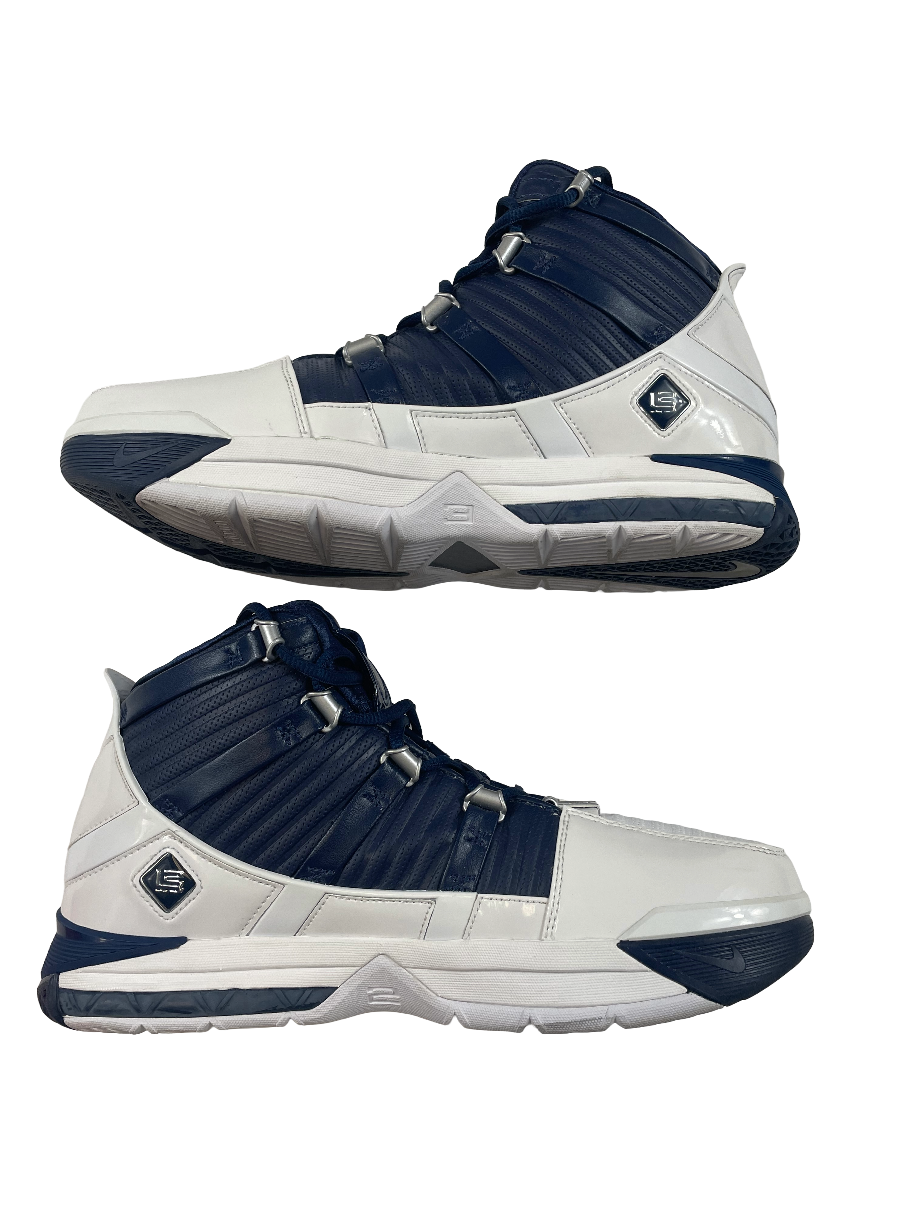 Nike Zoom Lebron III QS White Midnight Navy Men's Sneakers (11.5) - BinxBerry Consignment