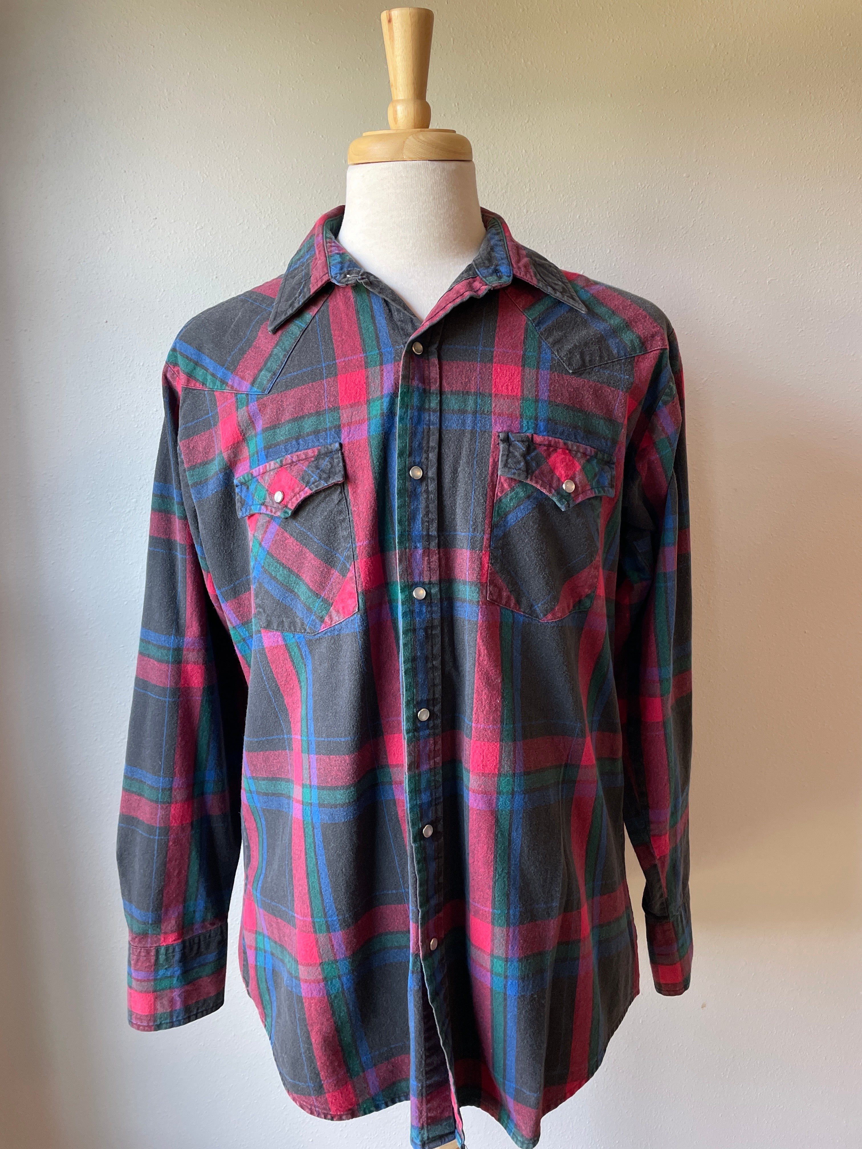 Vintage Ely Cattleman Pearl Snap Flannel Shirt (L)