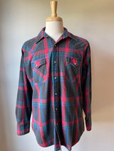 Vintage Ely Cattleman Pearl Snap Flannel Shirt (L)
