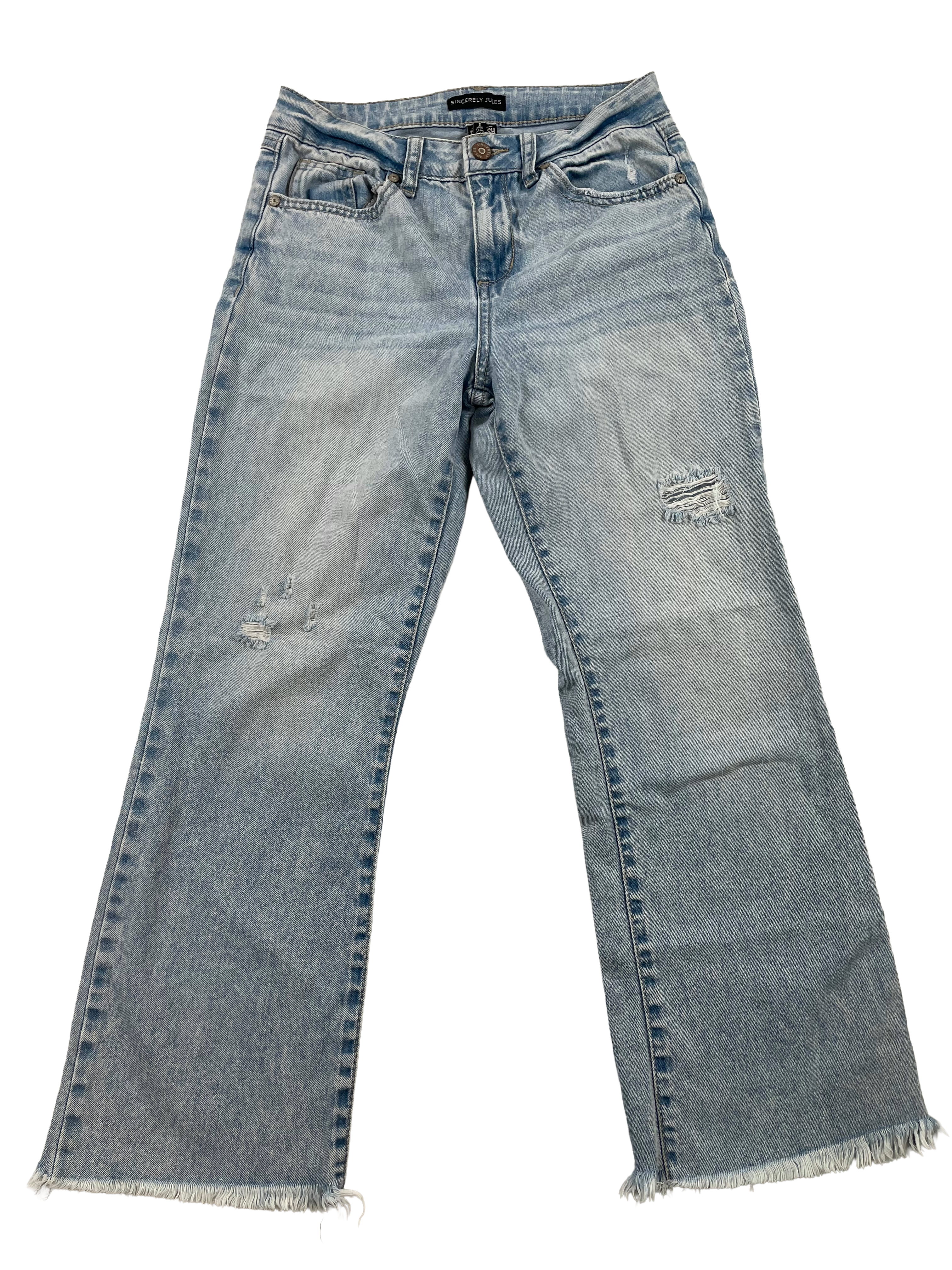 Sincerely Jules Distressed Ankle Jeans with Raw Hem (1)