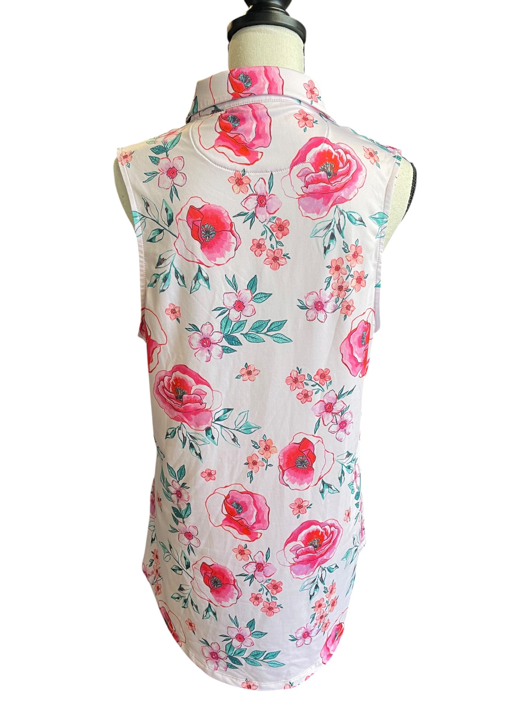 Bad Birdie Women's Pink Floral Sleeveless Top (XL)
