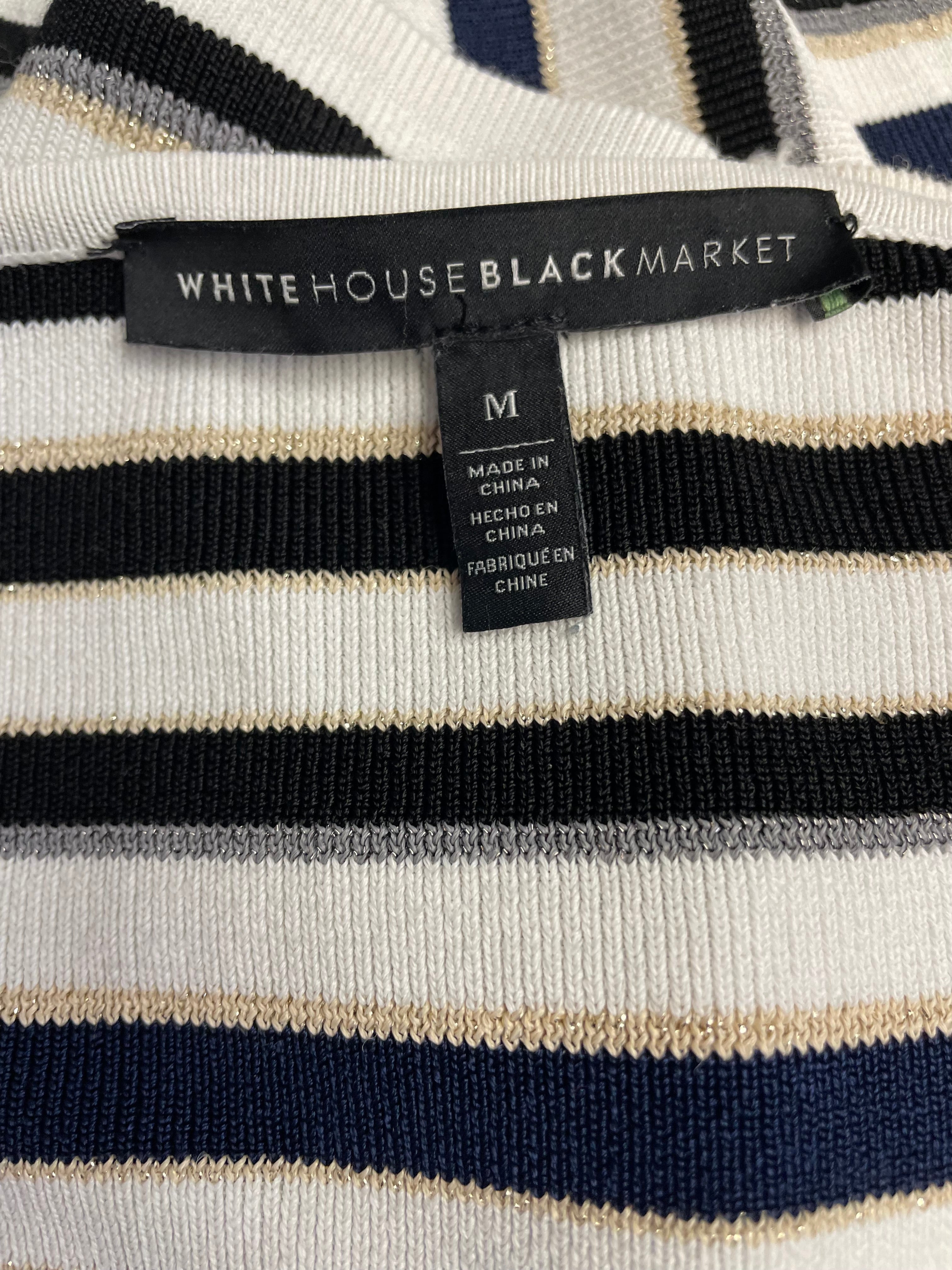 White House Black Market Striped Metallic Long Sleeved Top (M)