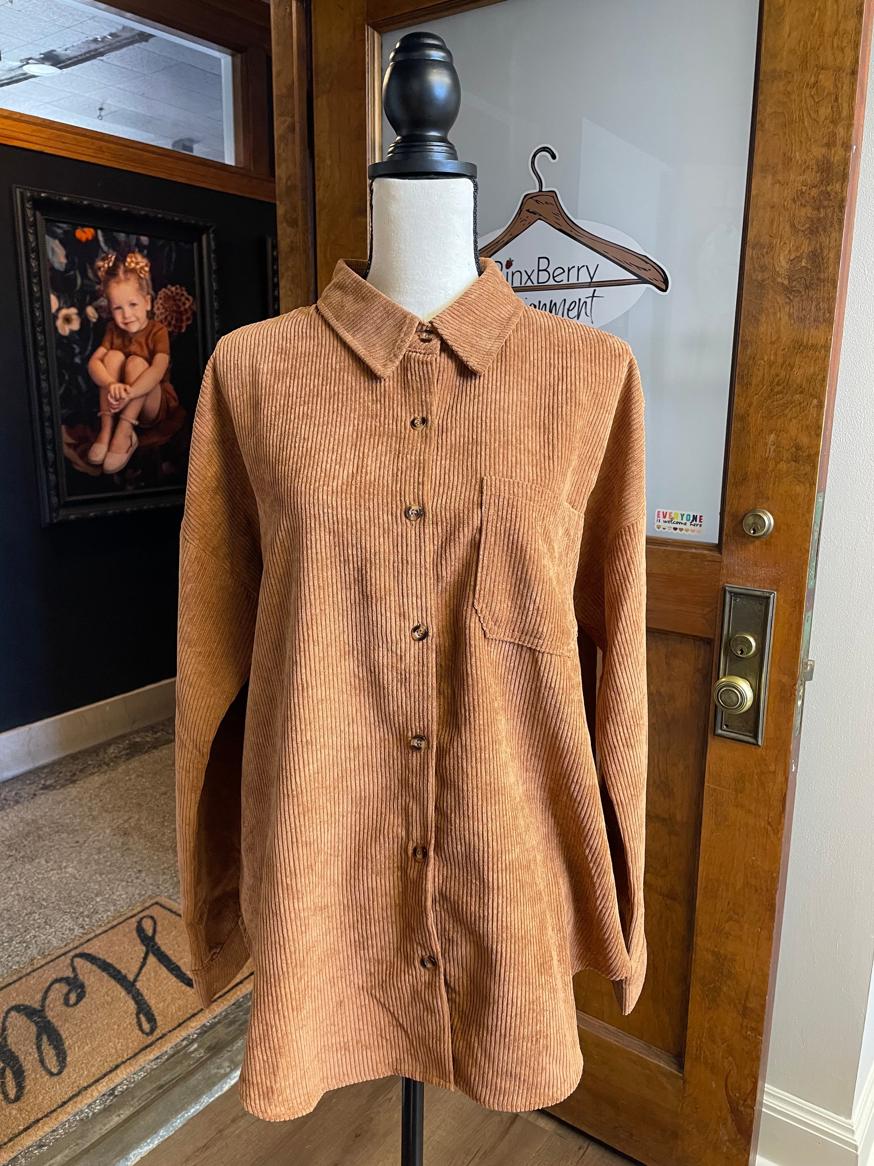 Miholl Women's Corduroy Button Down Shirt (L)