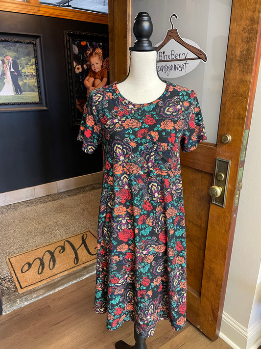 LuLaRoe Floral Dress with Chest Pocket (S)