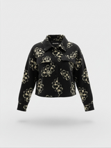 O'Neill Colleen Black Floral Cropped Sherpa Jacket (S)