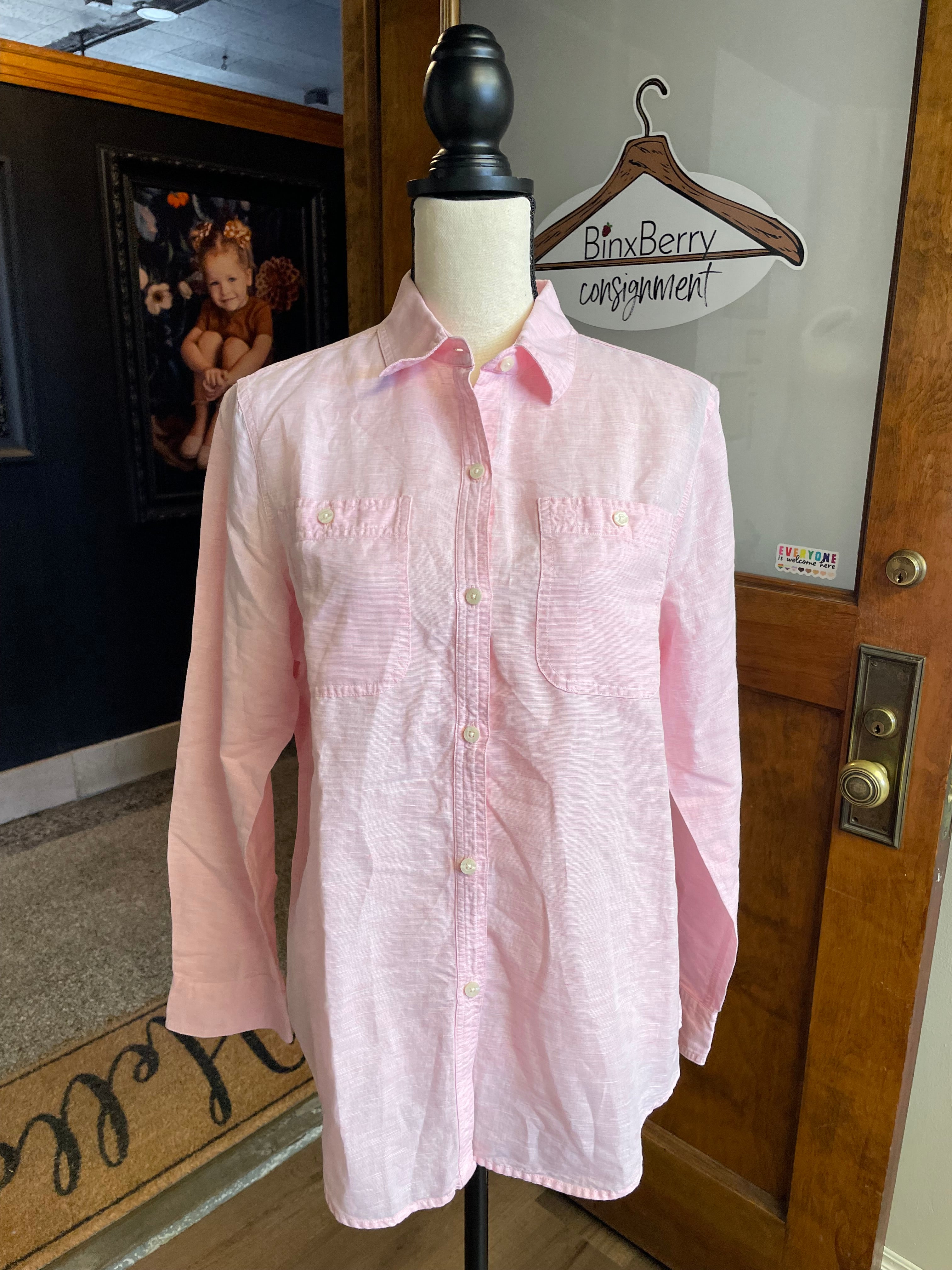 Chaps Women's Linen Blend Blouse (L)