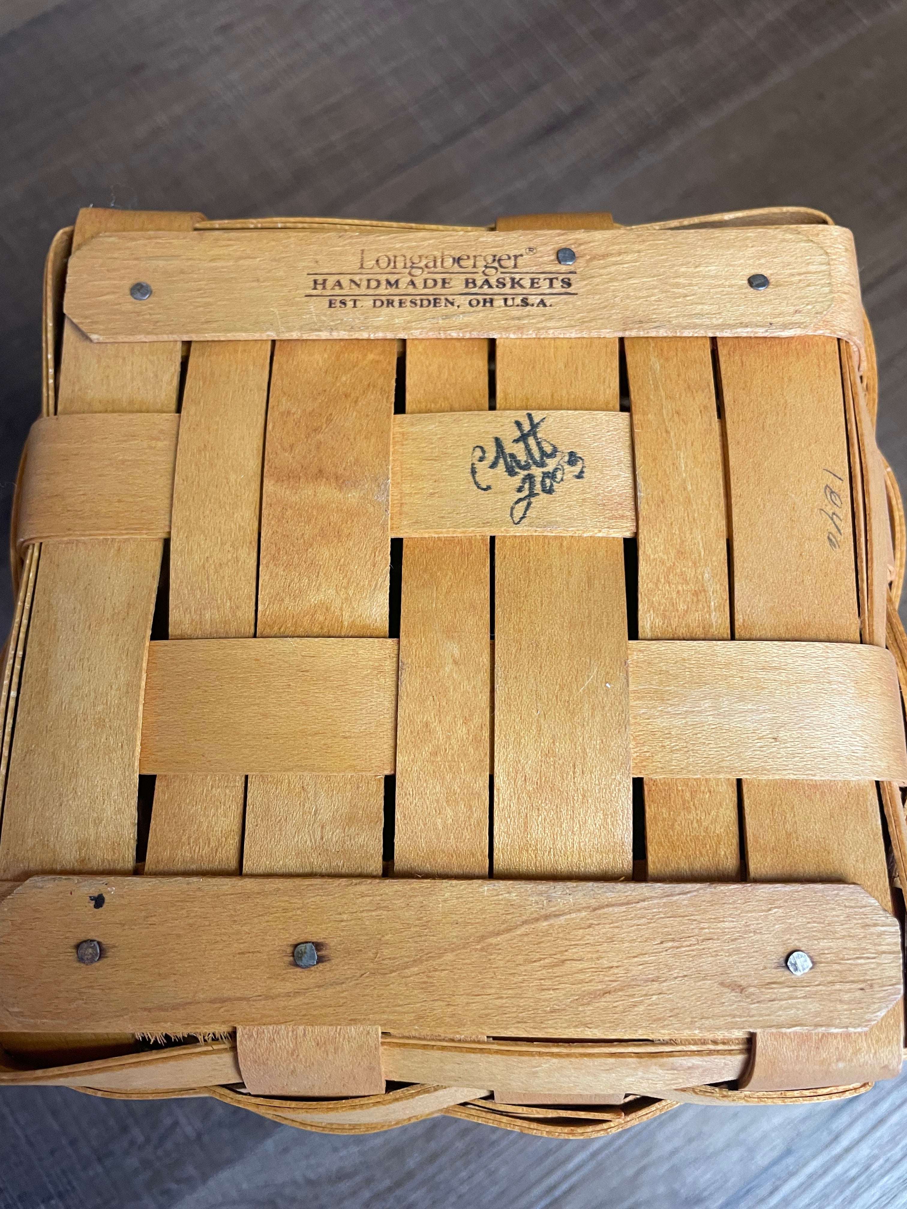 Longaberger Tall Tissue Basket with Orchard Park Plaid Liner