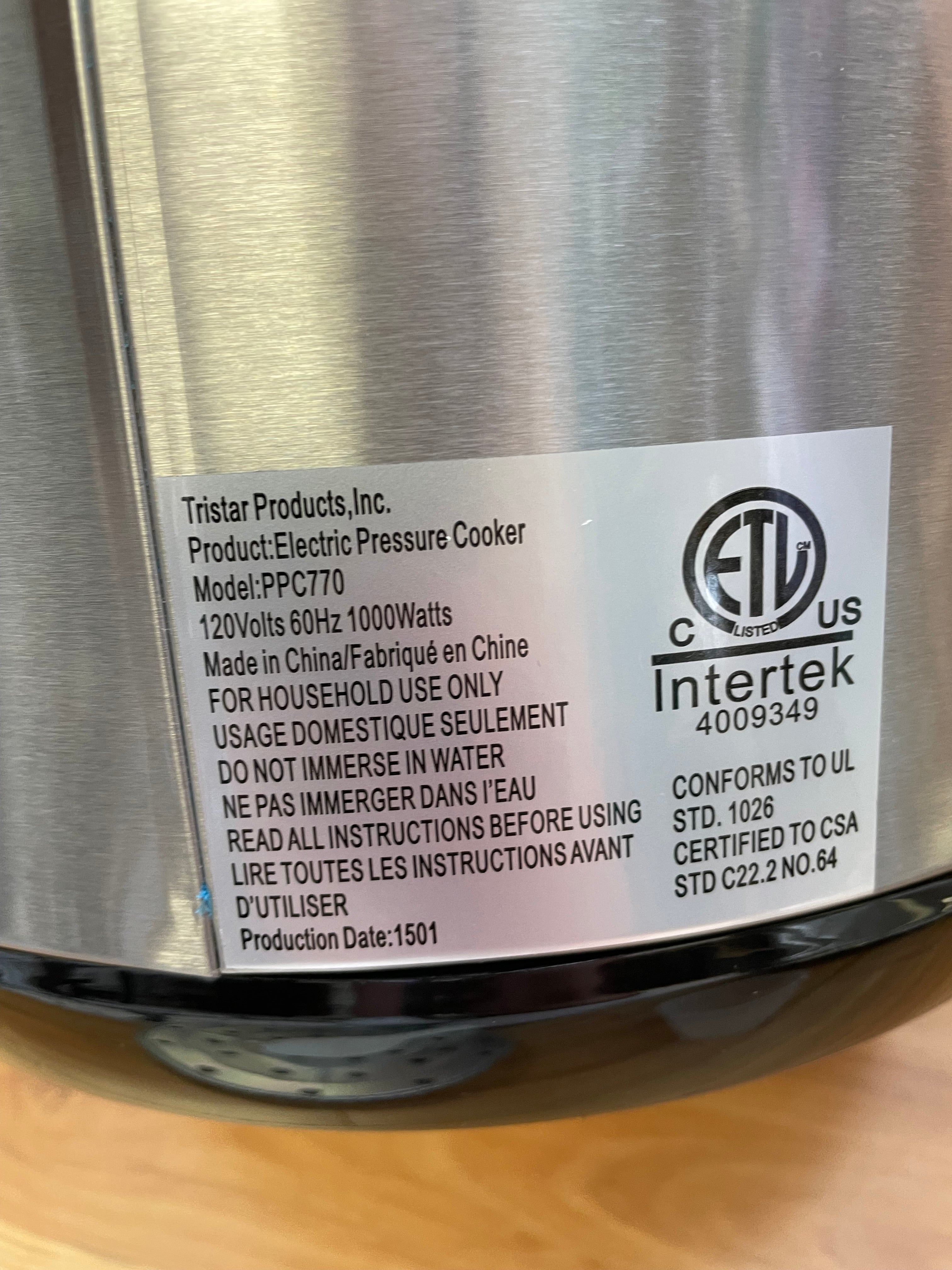 Power Pressure Cooker XL PPC770 1000W