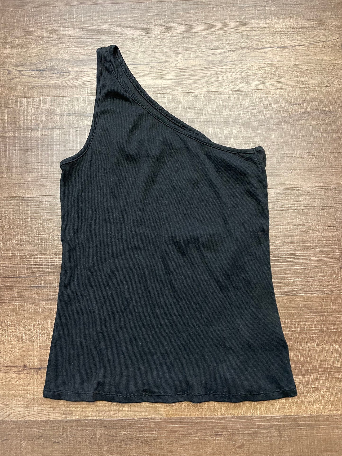 A New Day Black One Shoulder Ribbed Tank (L)