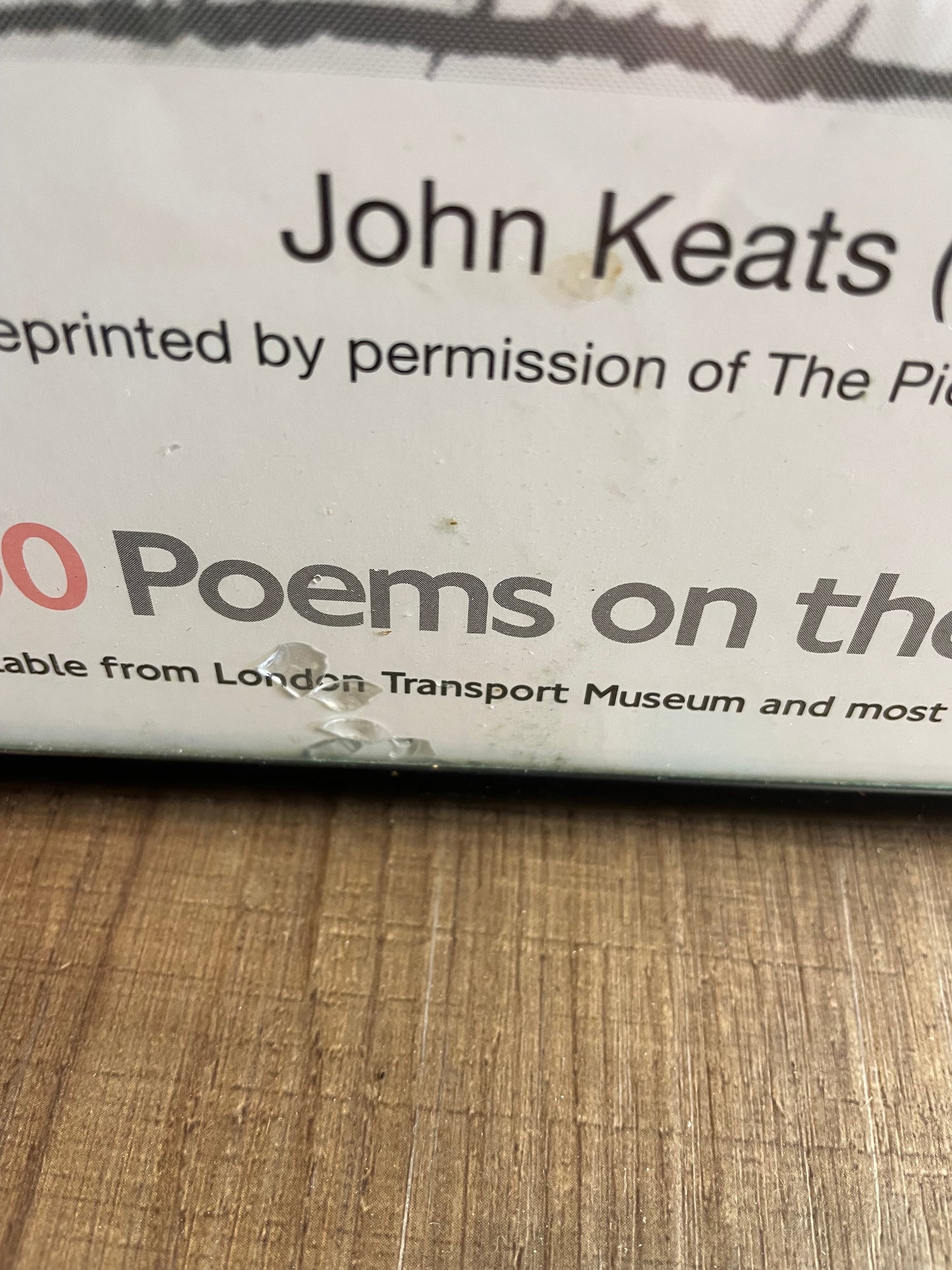 100 Poems on the Underground John Keats Framed Reprint