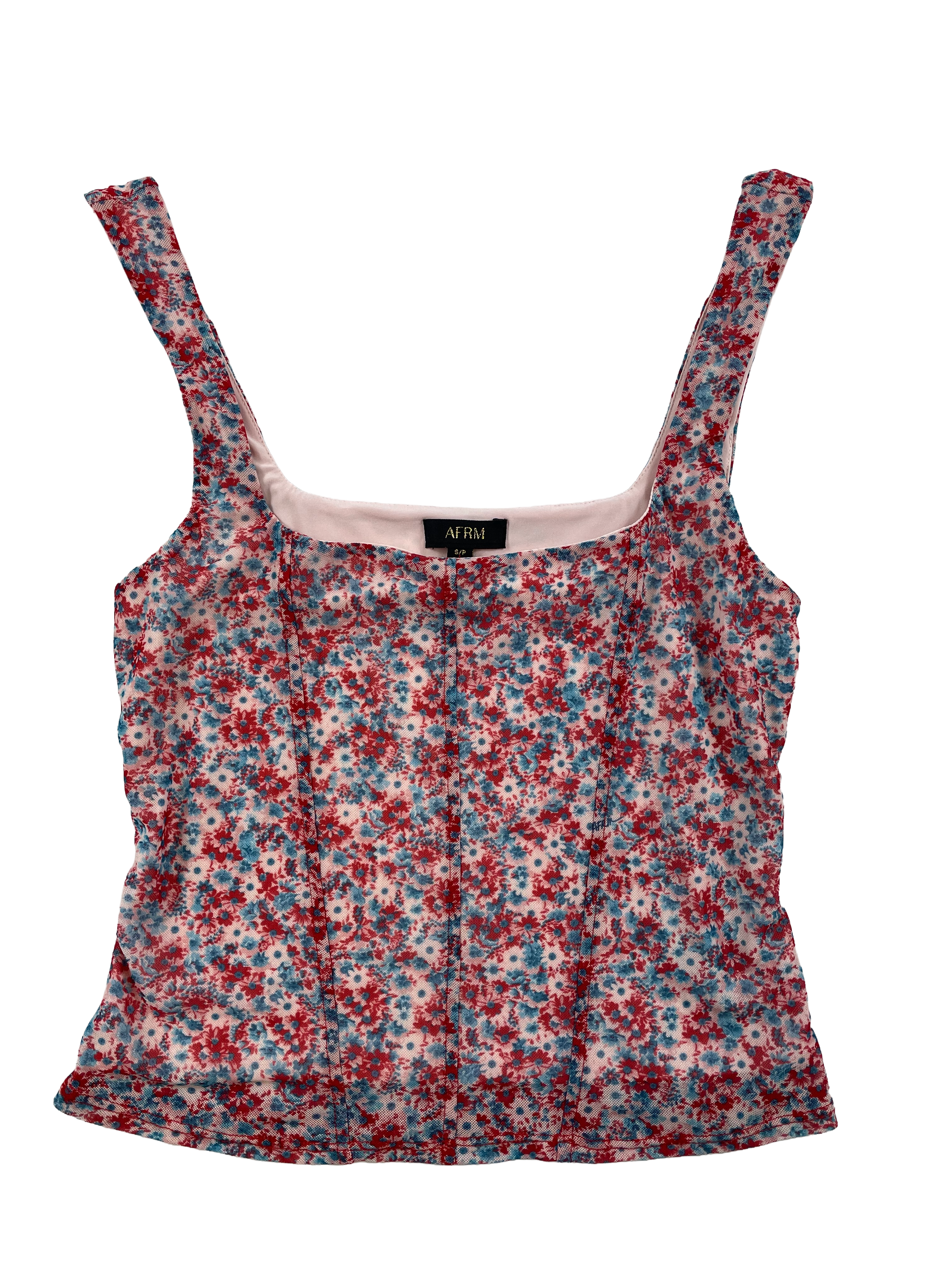 AFRM Bodice Style Mesh Crop Sleeveless Top (S)