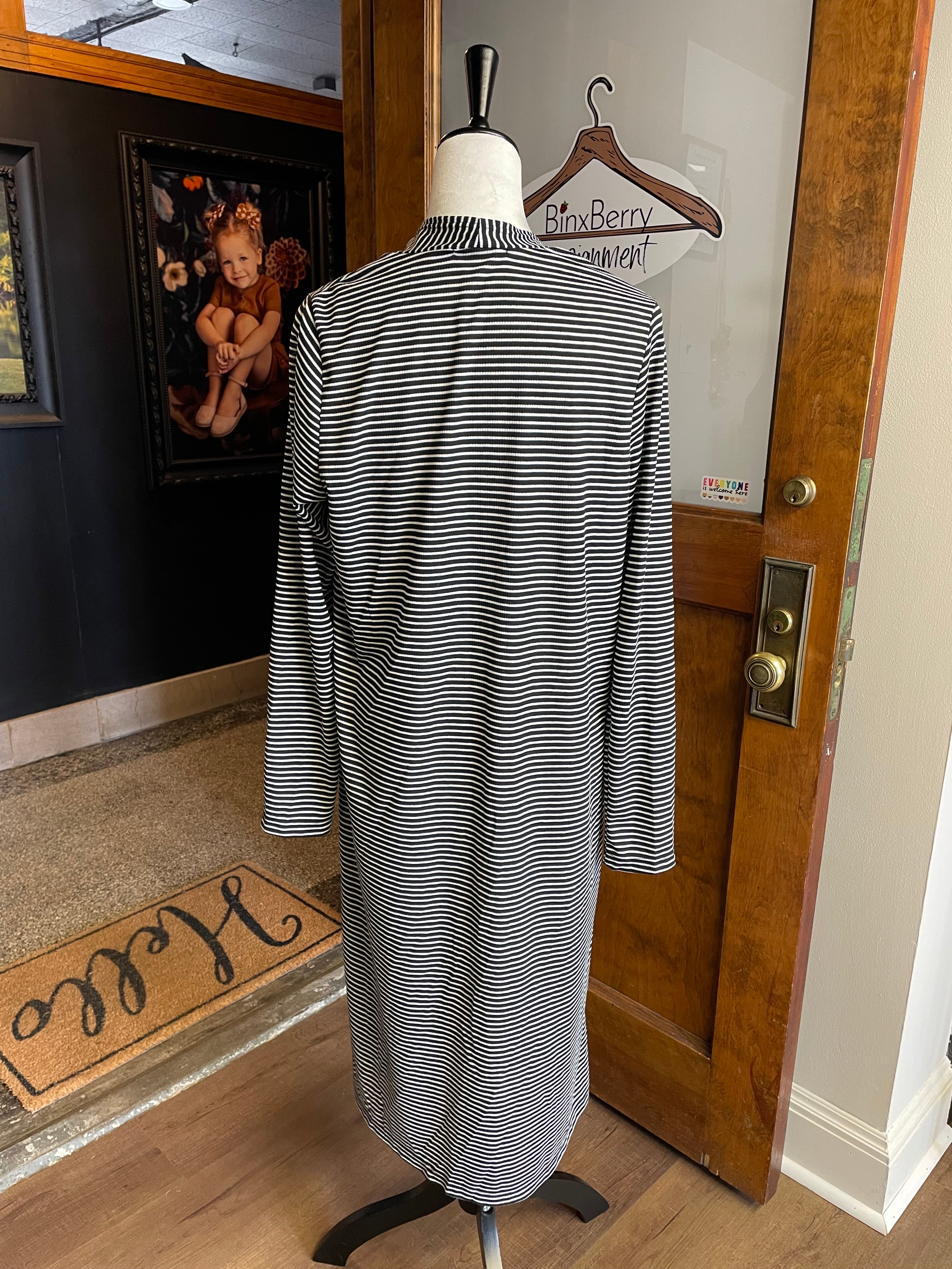 Kye Mi Long Open Front Ribbed Cardigan (L)