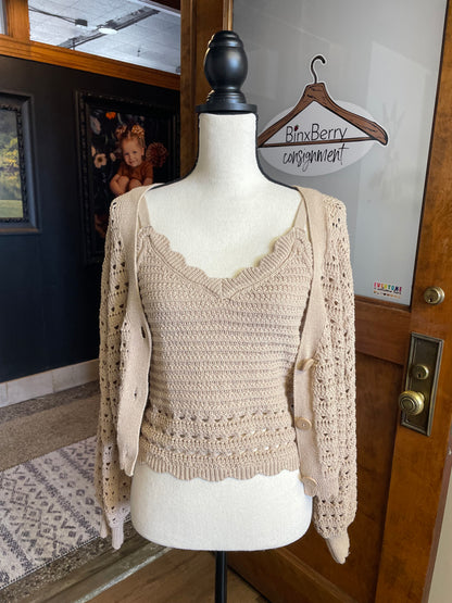 Dex Knit Cami & Cardigan Set (S)
