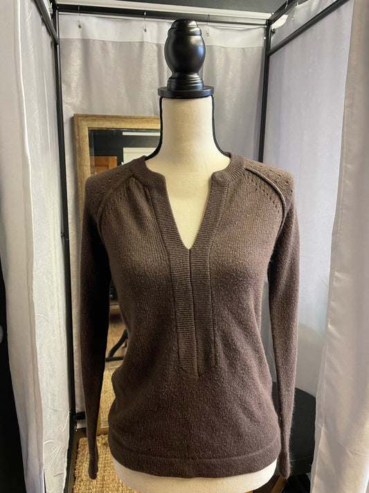 Cato Brown V-Neck Sweater (S)