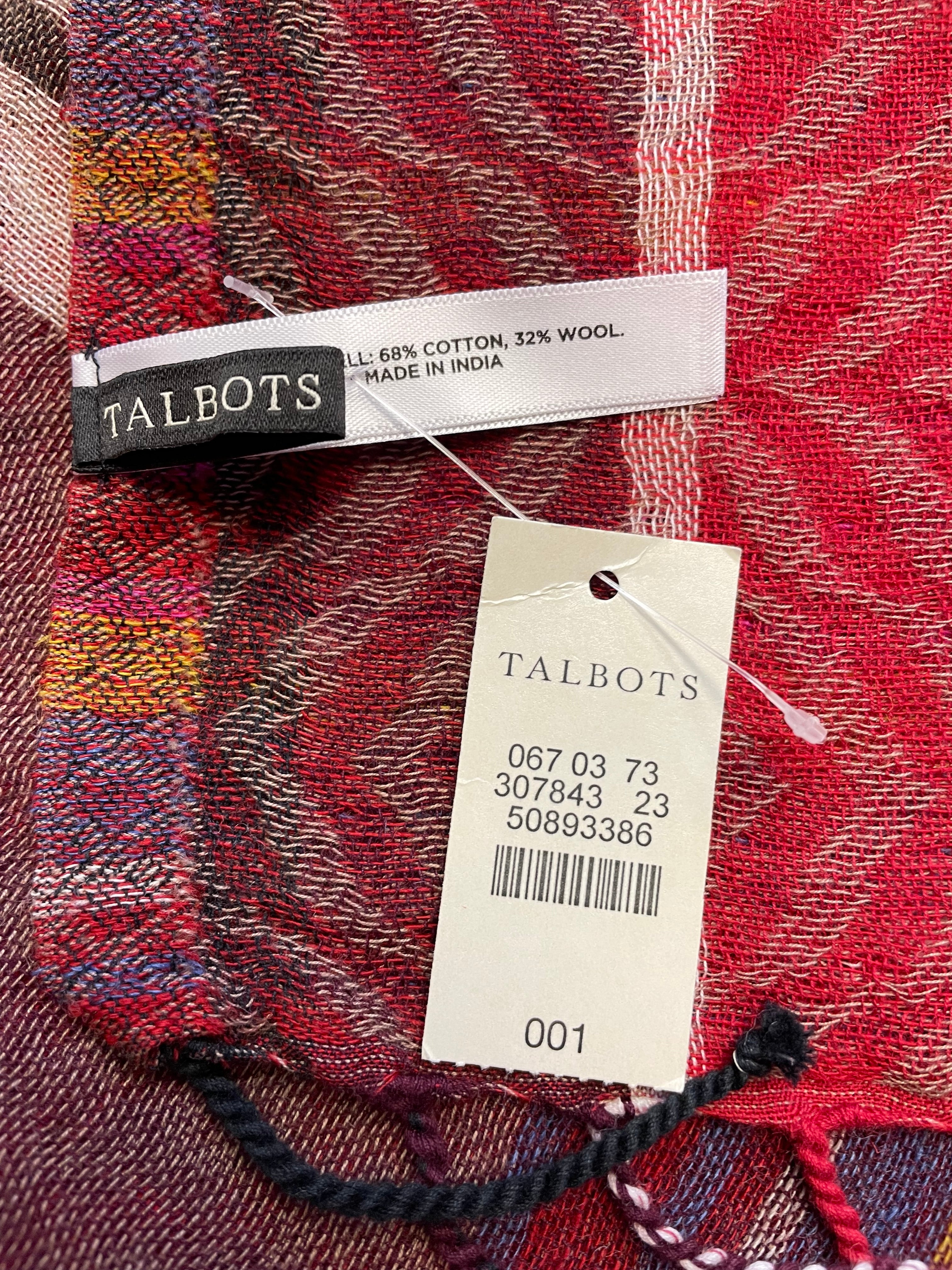 Talbots NWT Wool Blend Reversible Tassel Scarf (27x74)