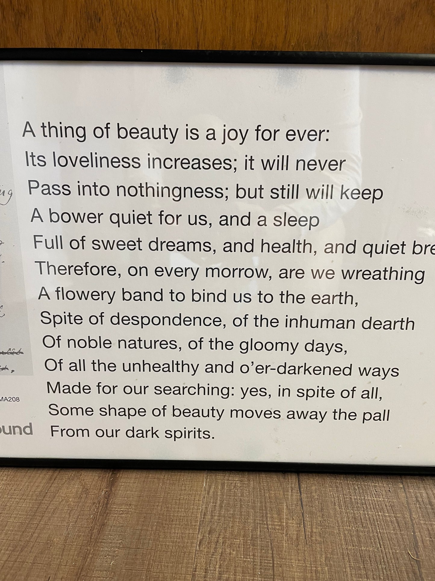 100 Poems on the Underground John Keats Framed Reprint