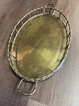Vintage Hollywood Regency Brass Bamboo Vanity Tray