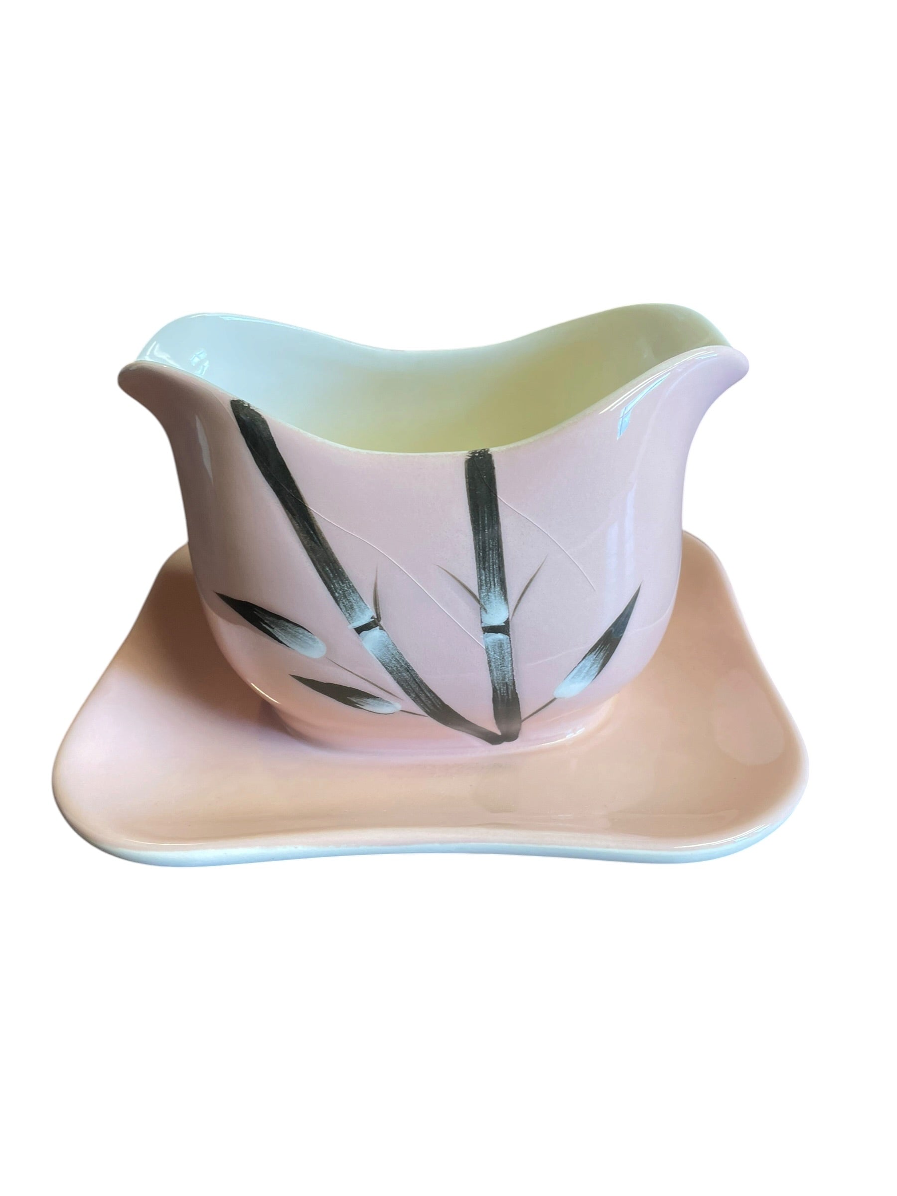VTG California Pottery Weil Ware 1940s Bambu Pink Gravy Boat
