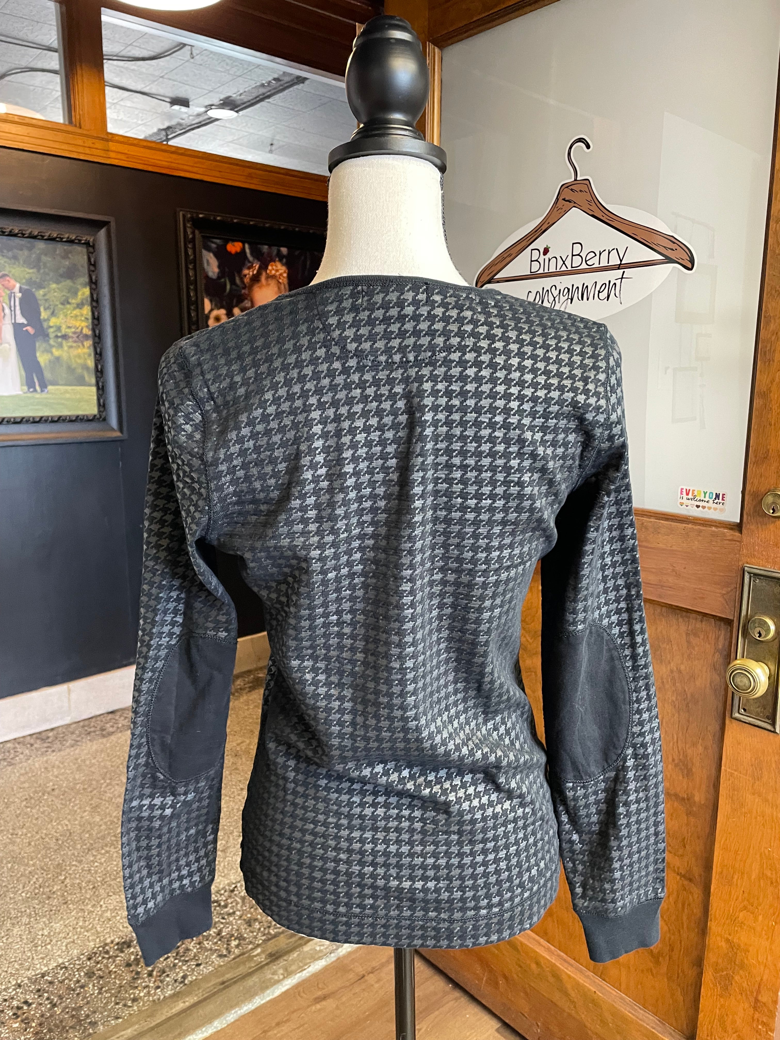 LRL Ralph Lauren Houndstooth Long Sleeved Top (M)