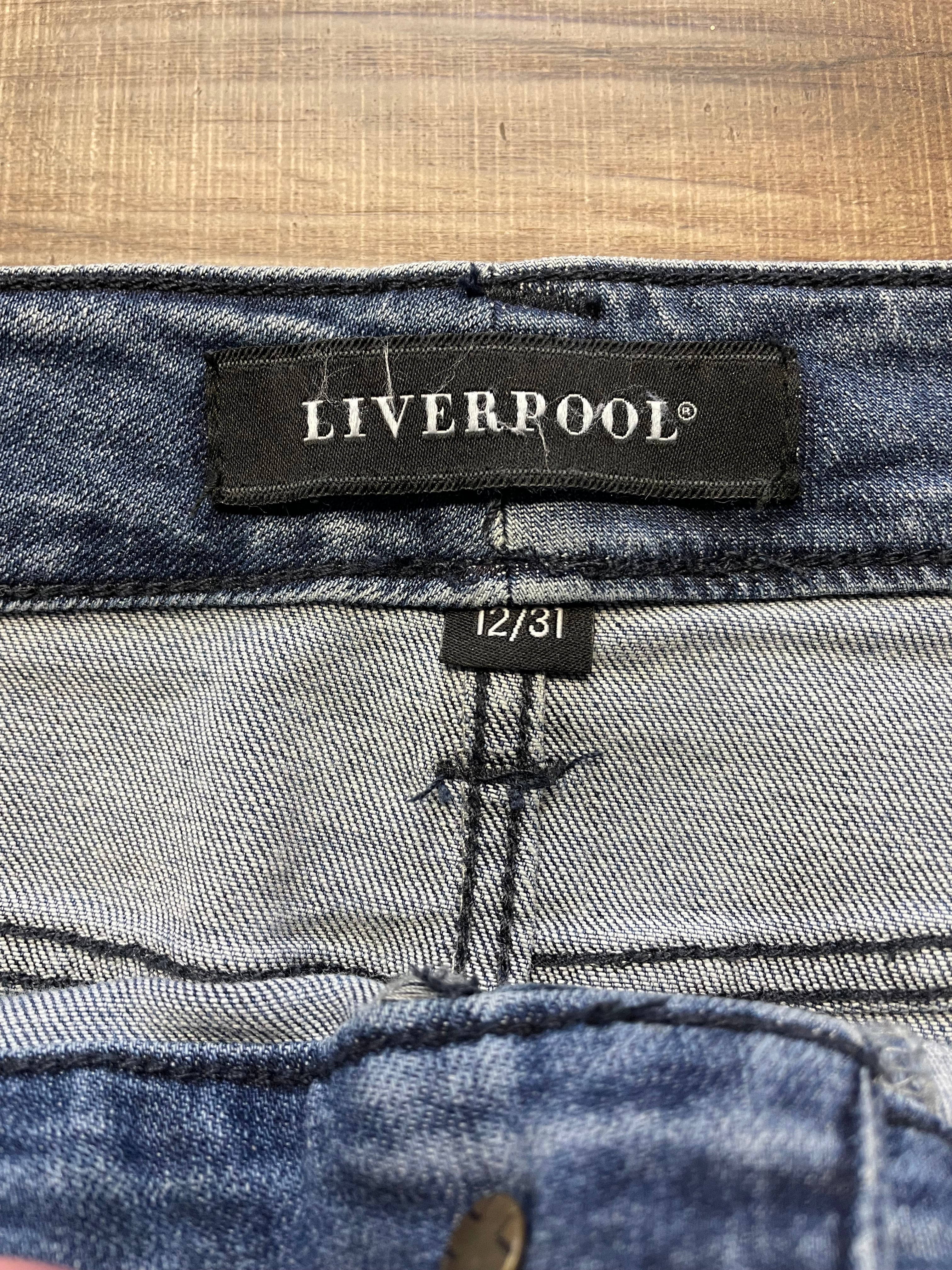 Liverpool Frayed Hem Jean Skirt (12)