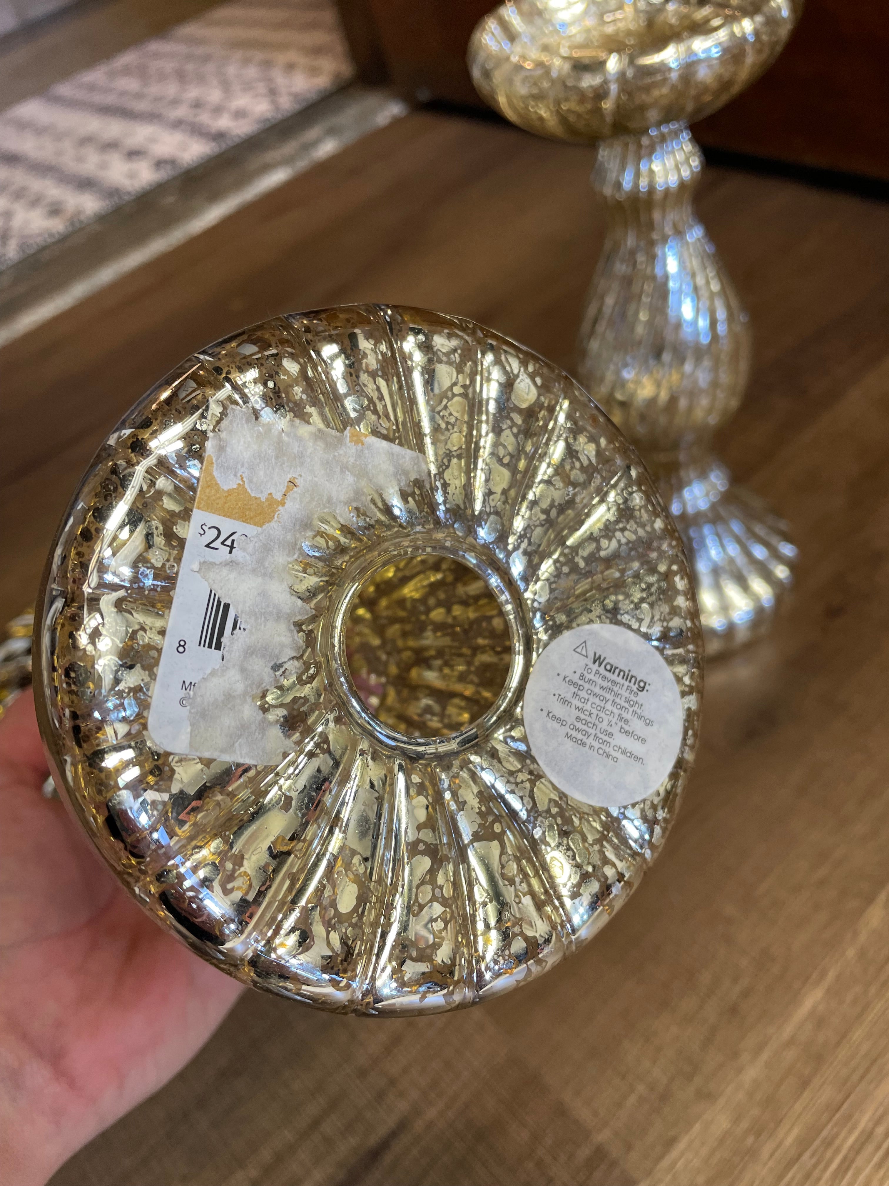 Crackle Glass Candle Holders (Set of 2)