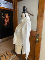 Cabi Button Down Cropped Lace Eyelet Top (XS) - BinxBerry Consignment