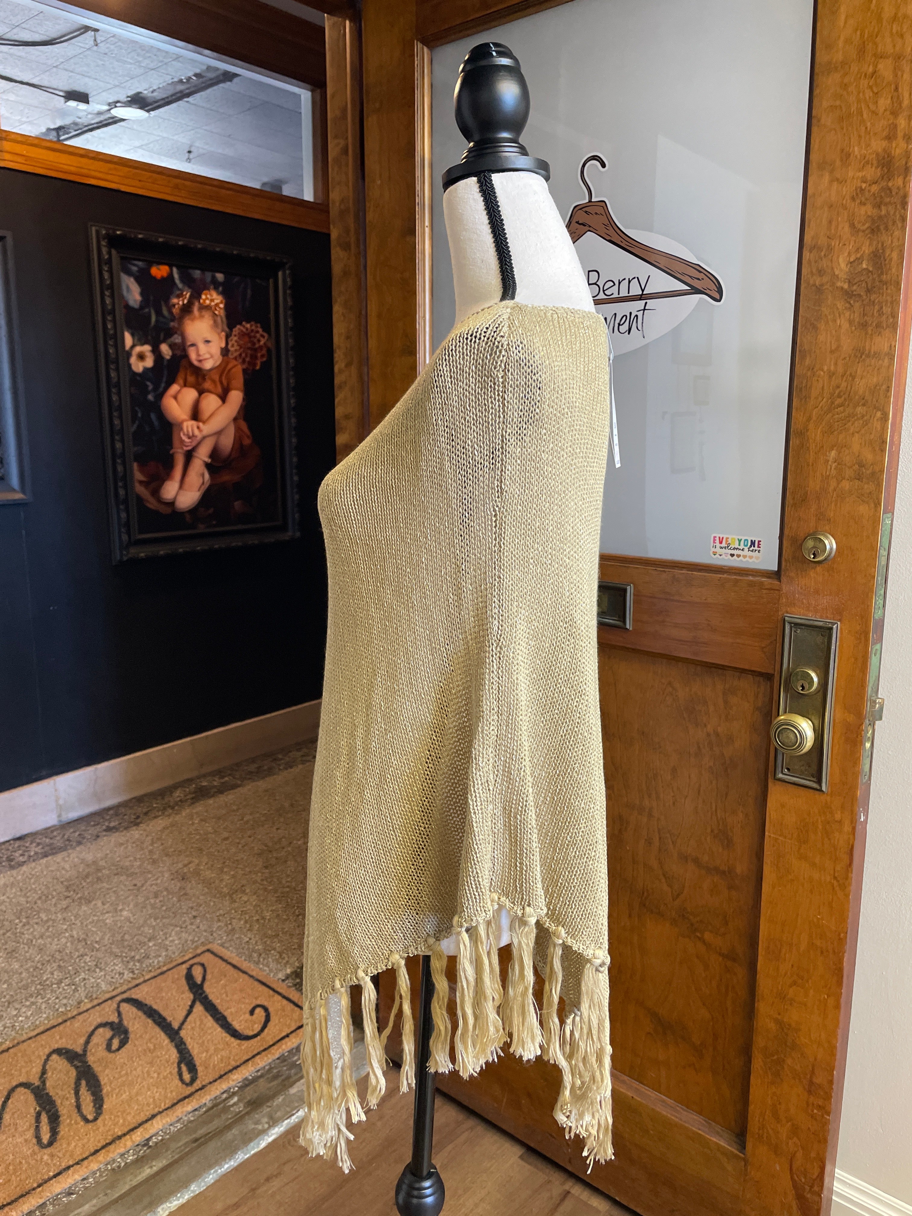 Chico's Tape Yarn Lurex Knit Poncho (S/M)