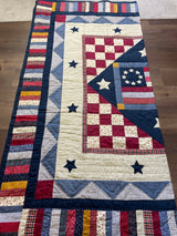 Vintage Patriotic Full/Queen Quilted 3pc Bedding Set