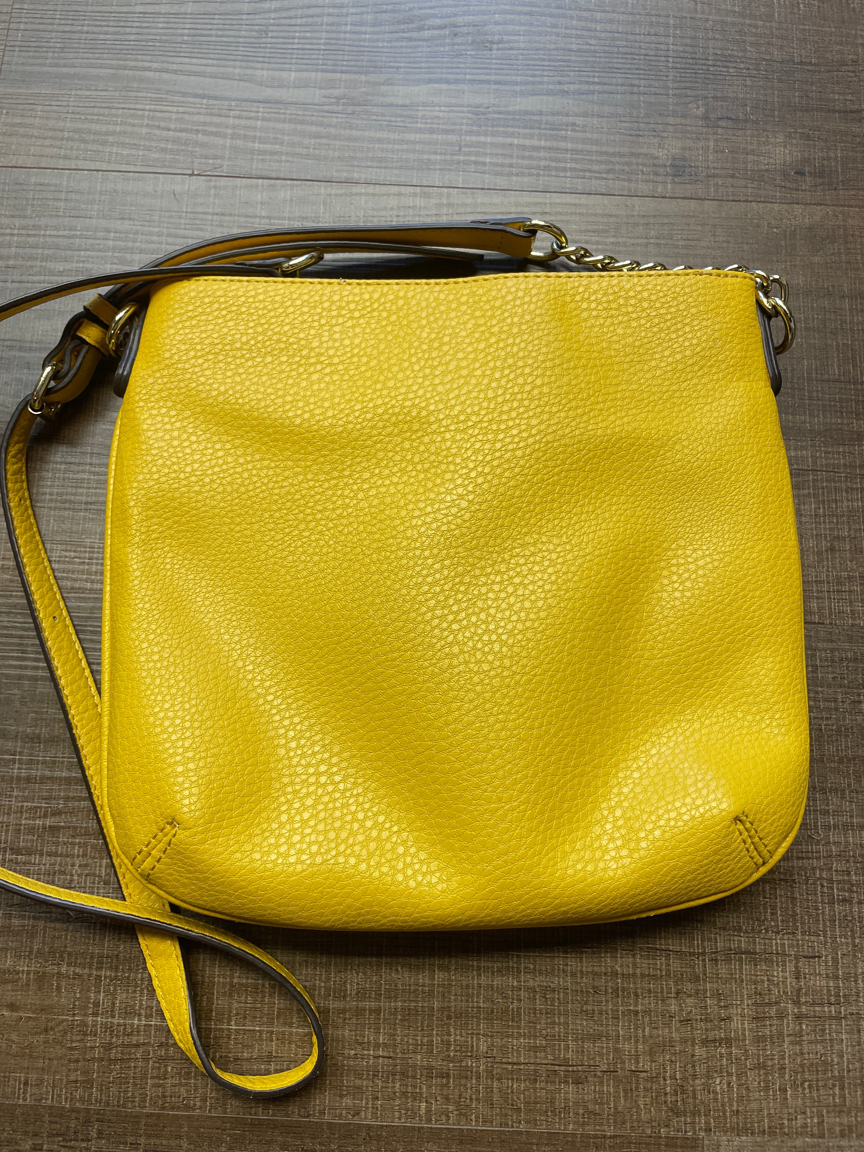 Anne Klein Yellow Pebbled Leather Crossbody