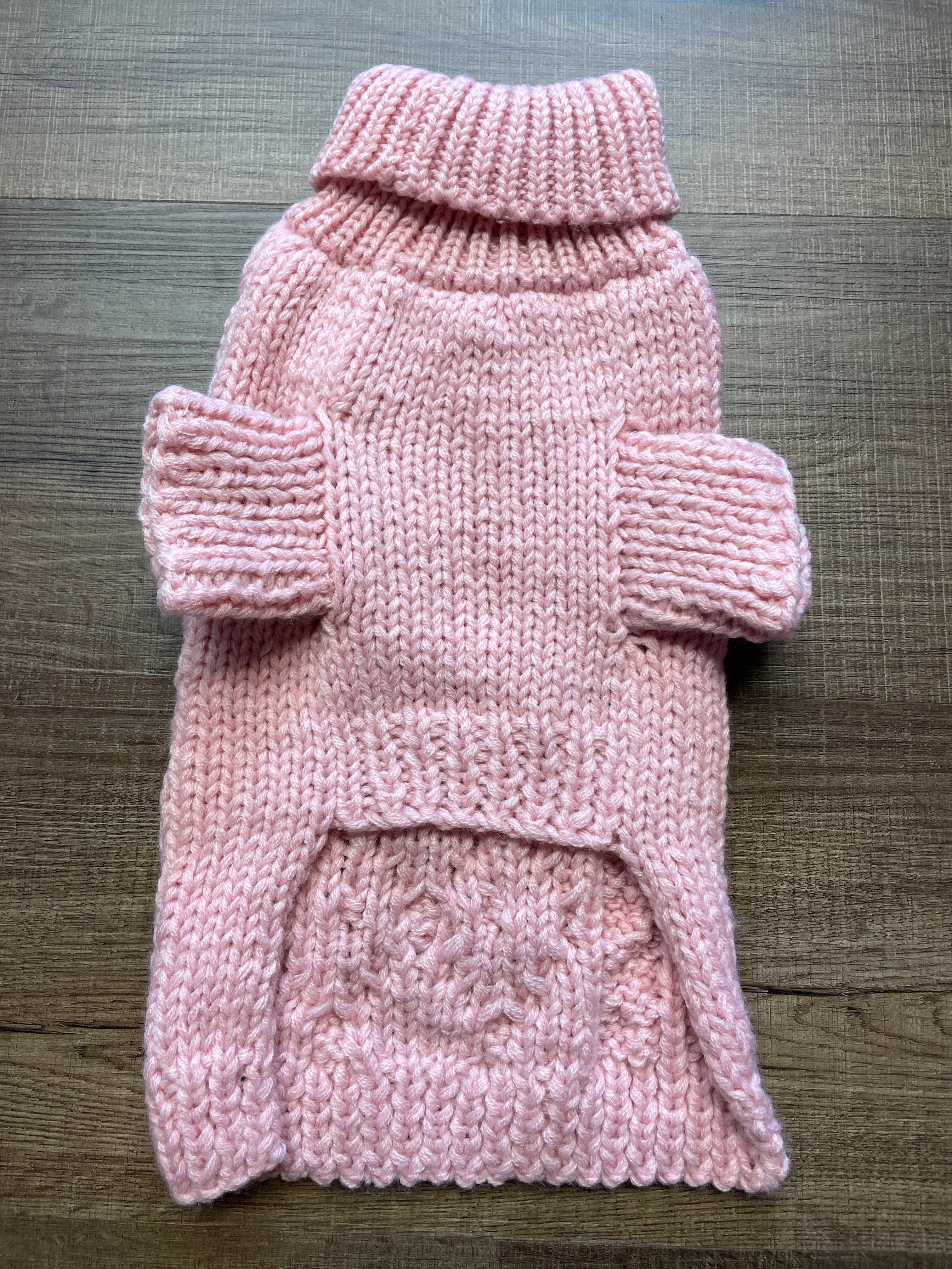 Fab Dog Knit Pink Dog Sweater (S)
