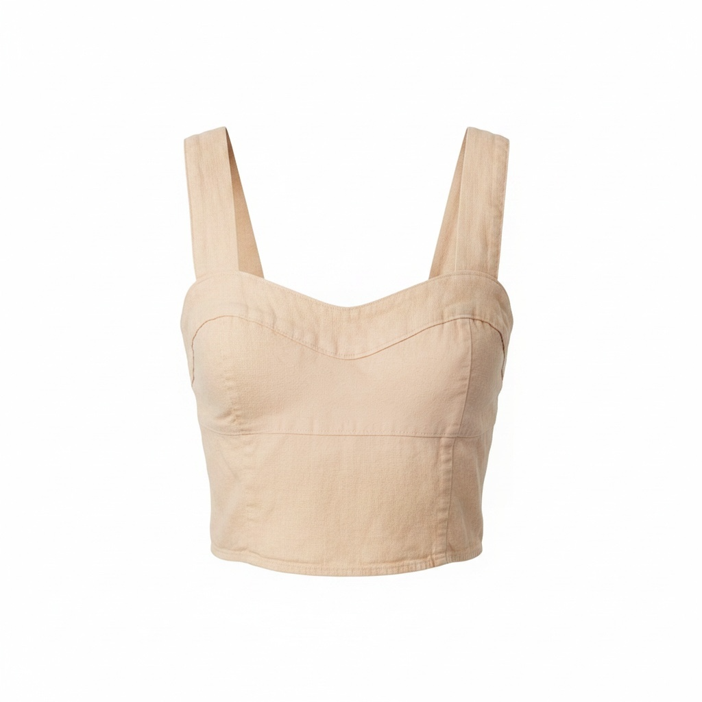 Abercrombie & Fitch Linen Blend Ruched Back Crop Top (S)