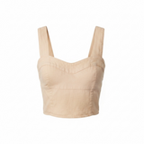 Abercrombie & Fitch Linen Blend Ruched Back Crop Top (S)