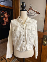 Maurices Plus Cropped White Denim Jacket (0)