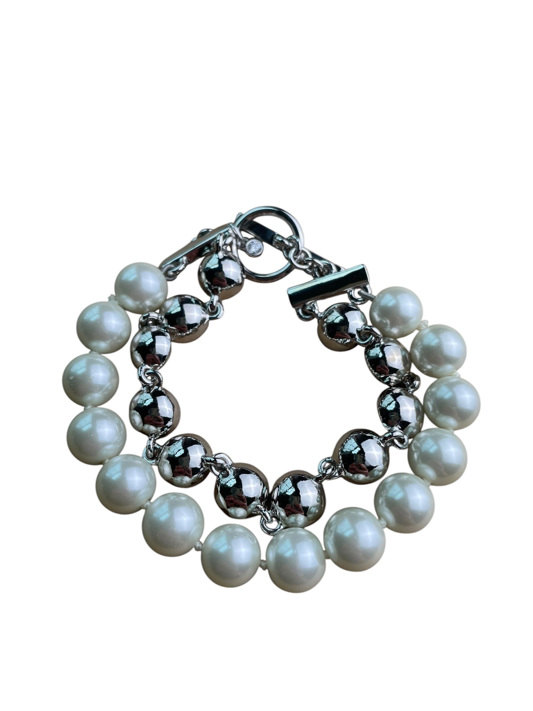 Givenchy Two Strand Faux Pearl and Crystal Bracelet